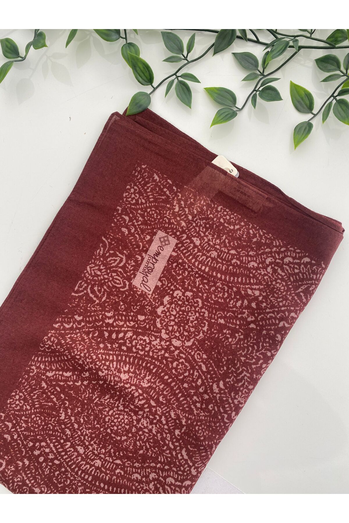 Etik Desen Organik Pamuk Şal - bordo