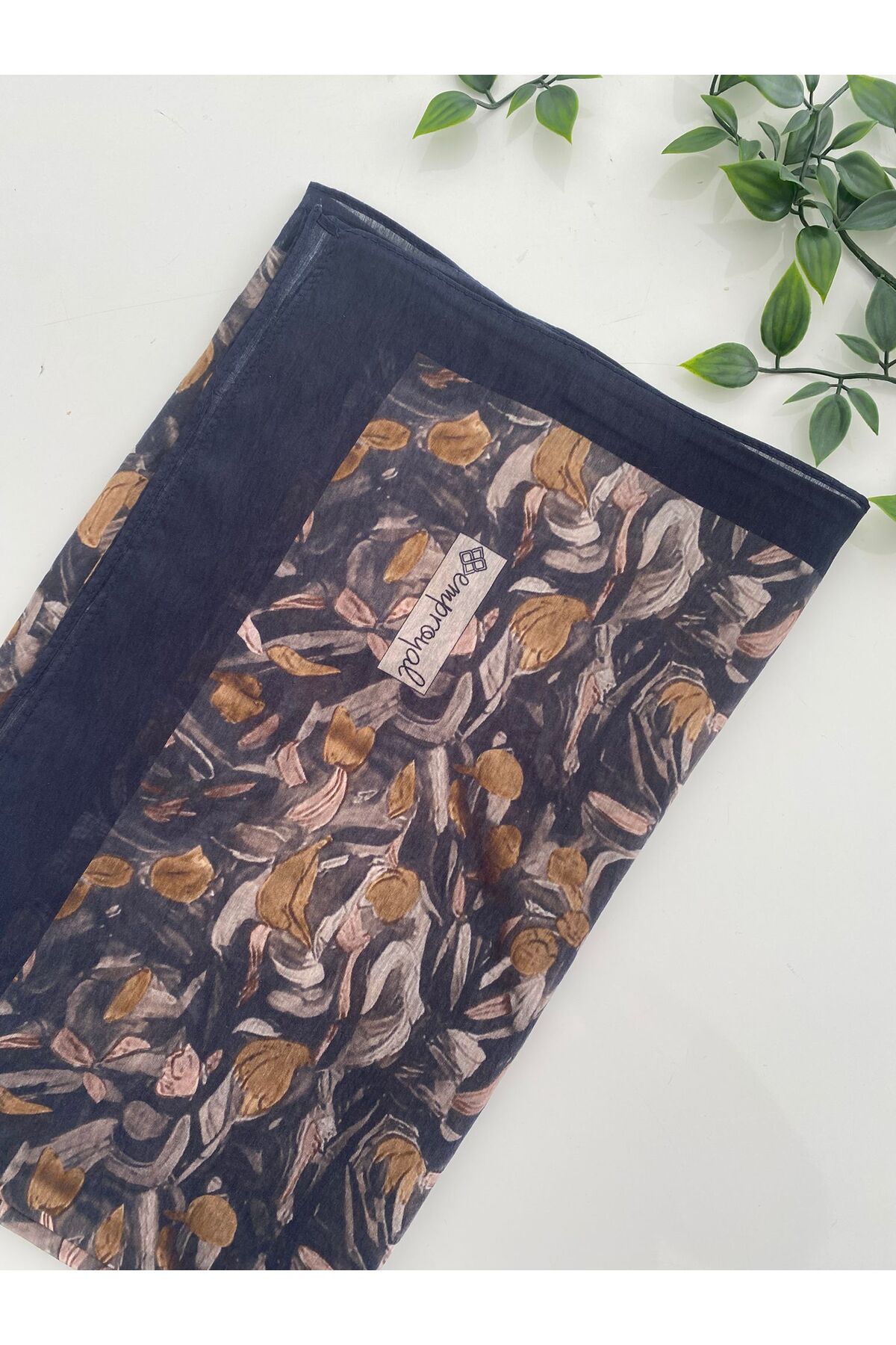 Yel Desen Tenline Şal - siyah&kahve