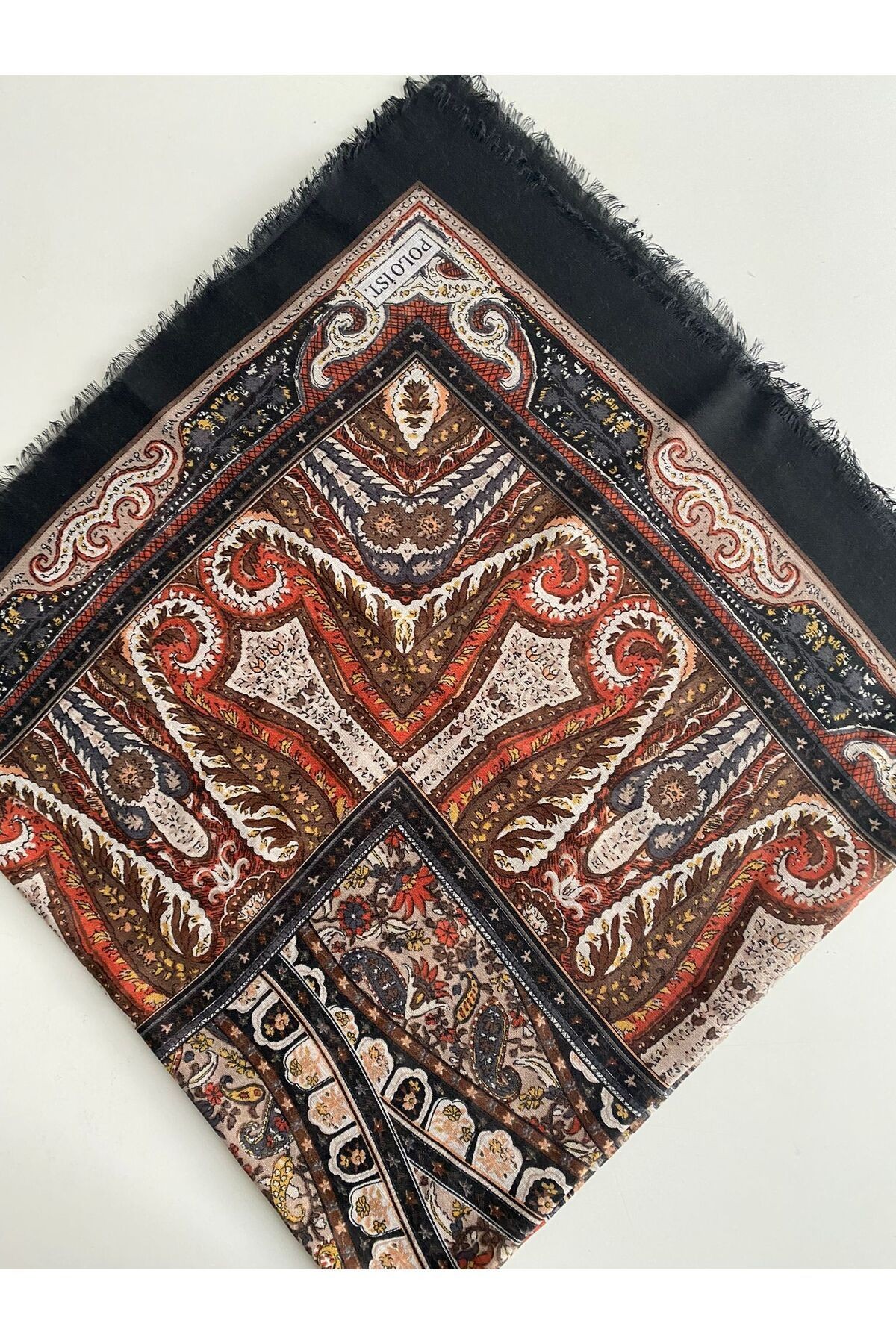 Eser Desen Tülbent Yazma - siyah&kiremit