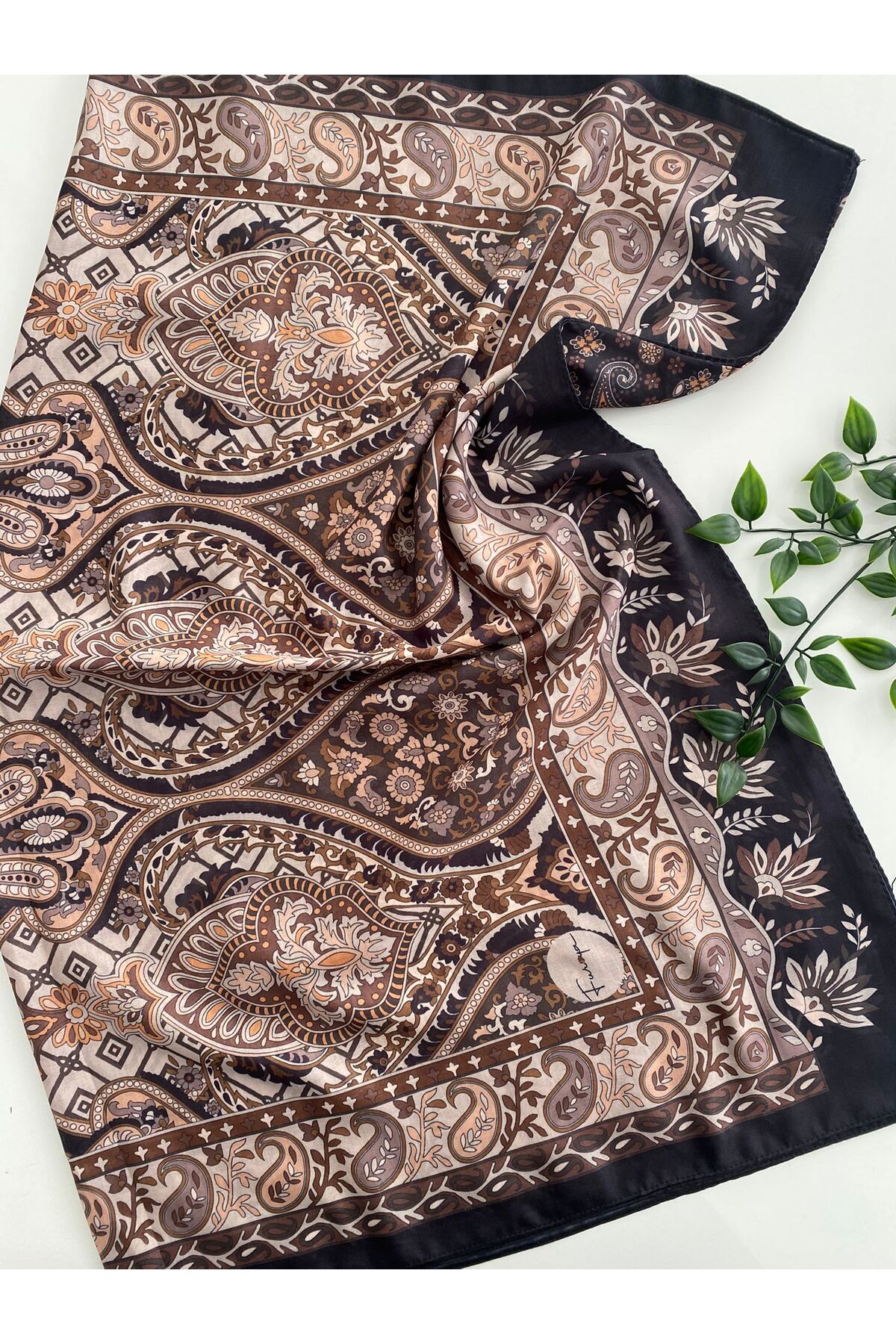 Eflin Desen Pamuk Şal - siyah&kahve