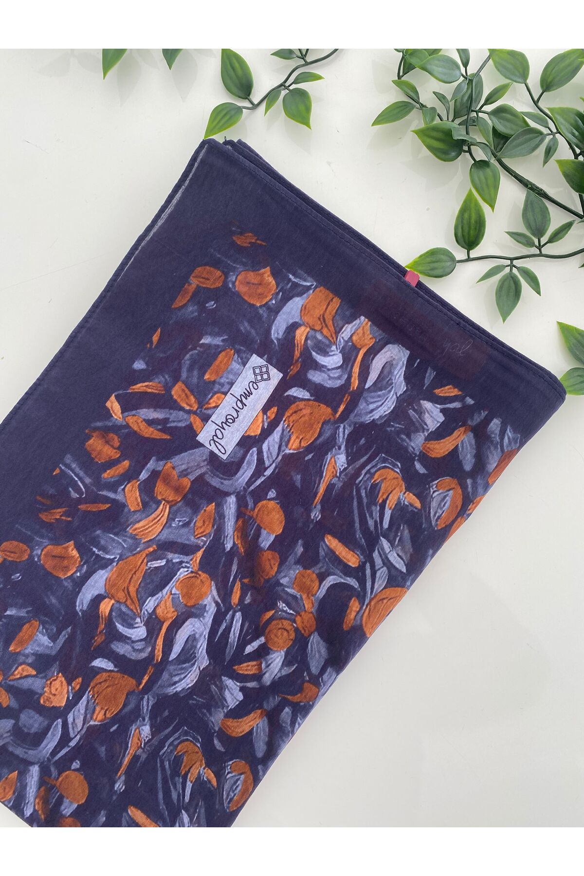 Yel Desen Tenline Şal - lacivert