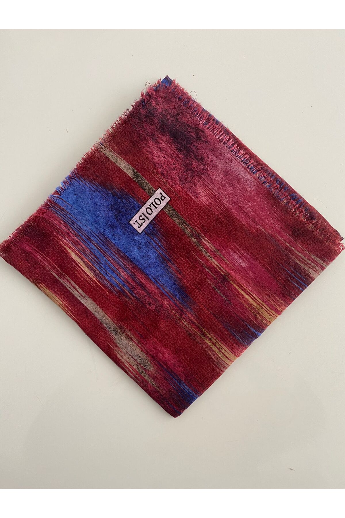 Boyalı Desen Tülbent Yazma - kırmızı