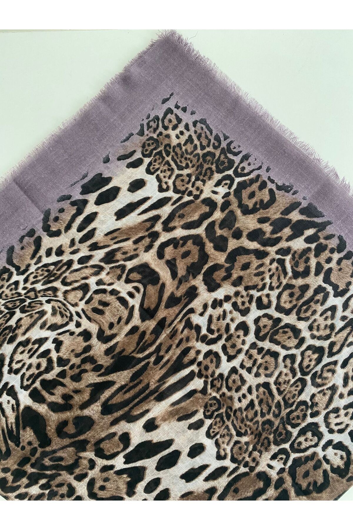 Leopar Desen Tülbent Yazma - lila