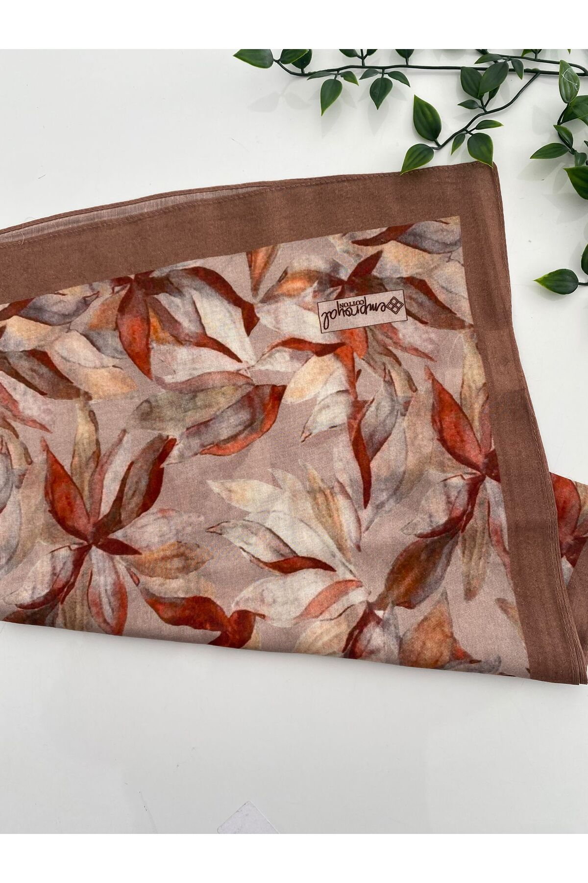 Güz Desen Organik Pamuk Şal - toprak