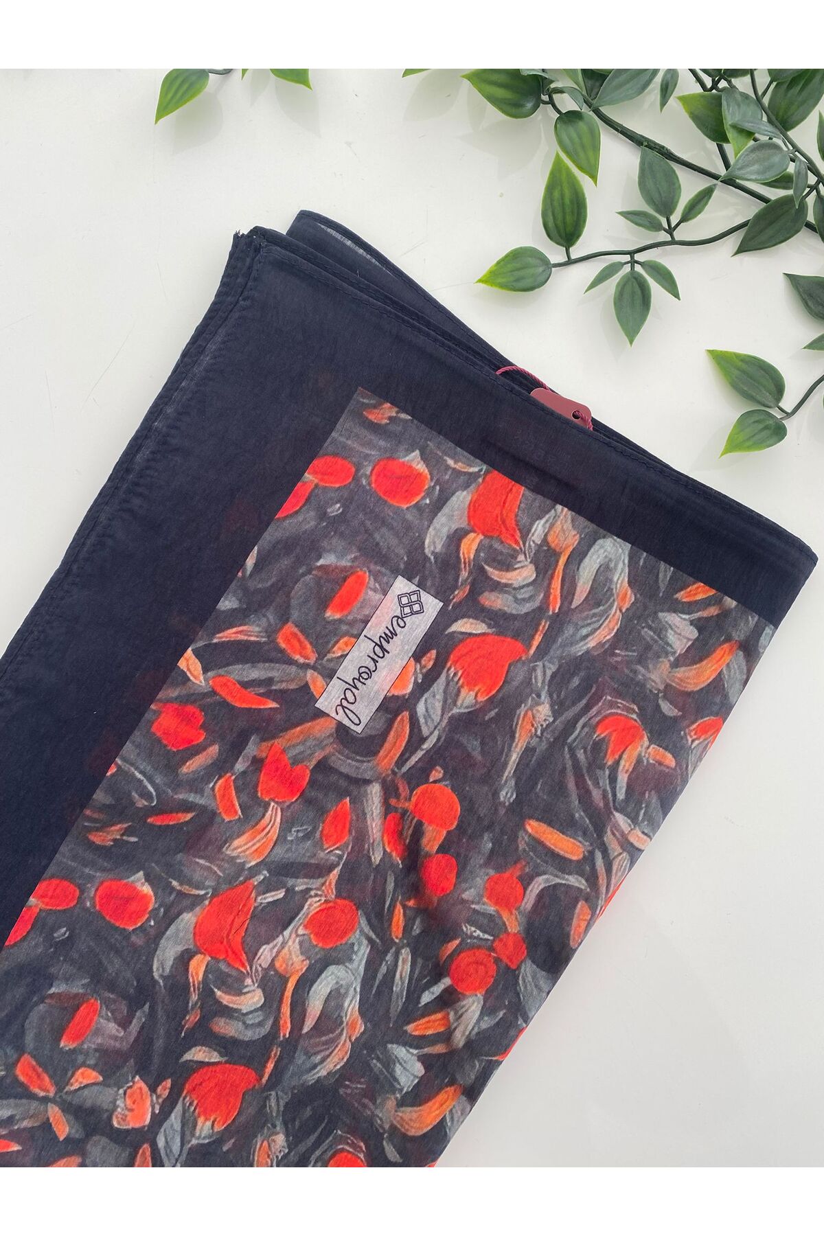 Yel Desen Tenline Şal - siyah&nar