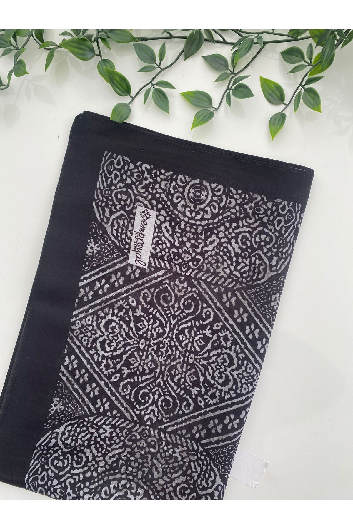 Etik Desen Organik Pamuk Şal - siyah