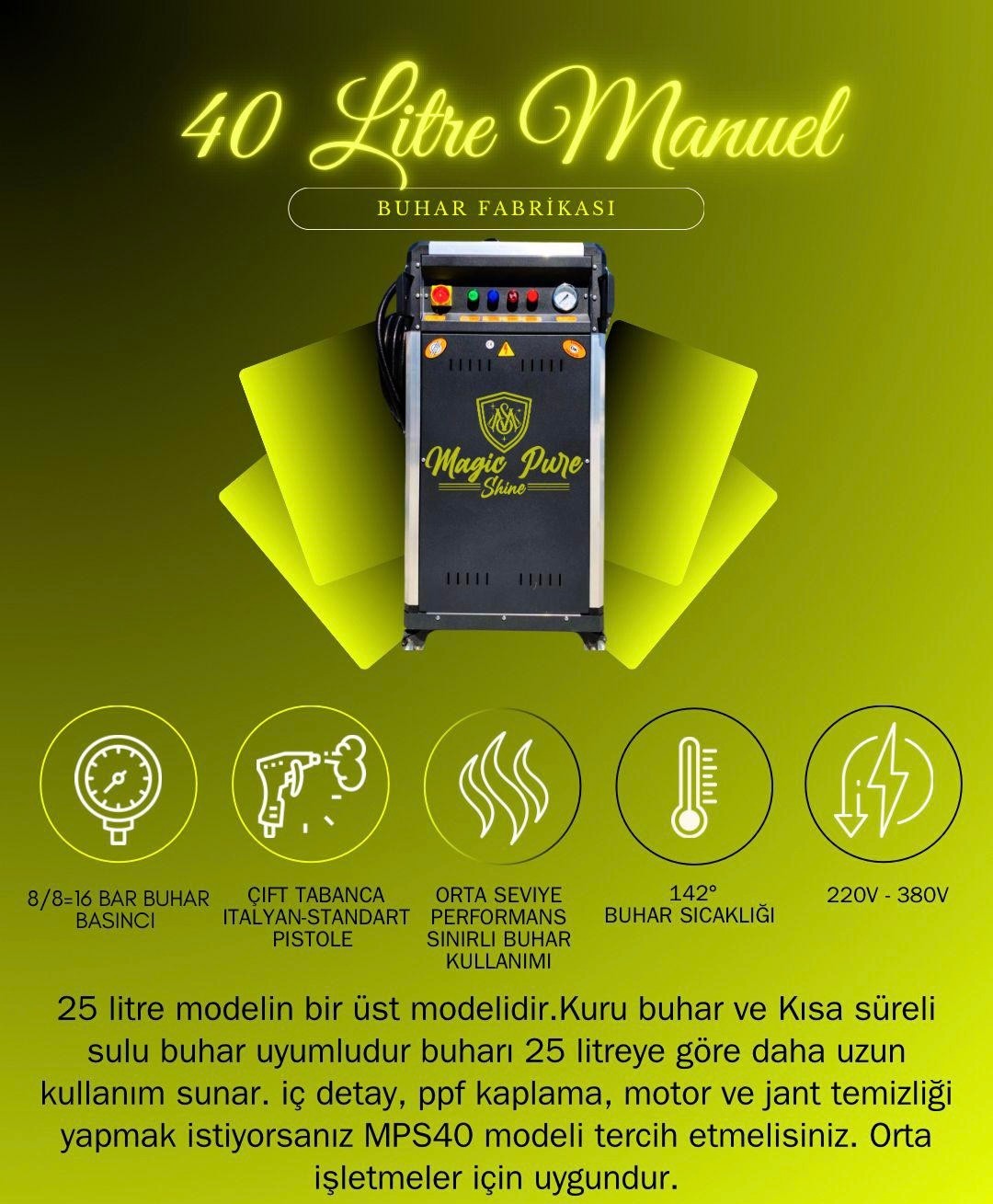 Rvz 40 Lt Kapasiteli Yeni Nesil Profesyonel Buhar Makinesi