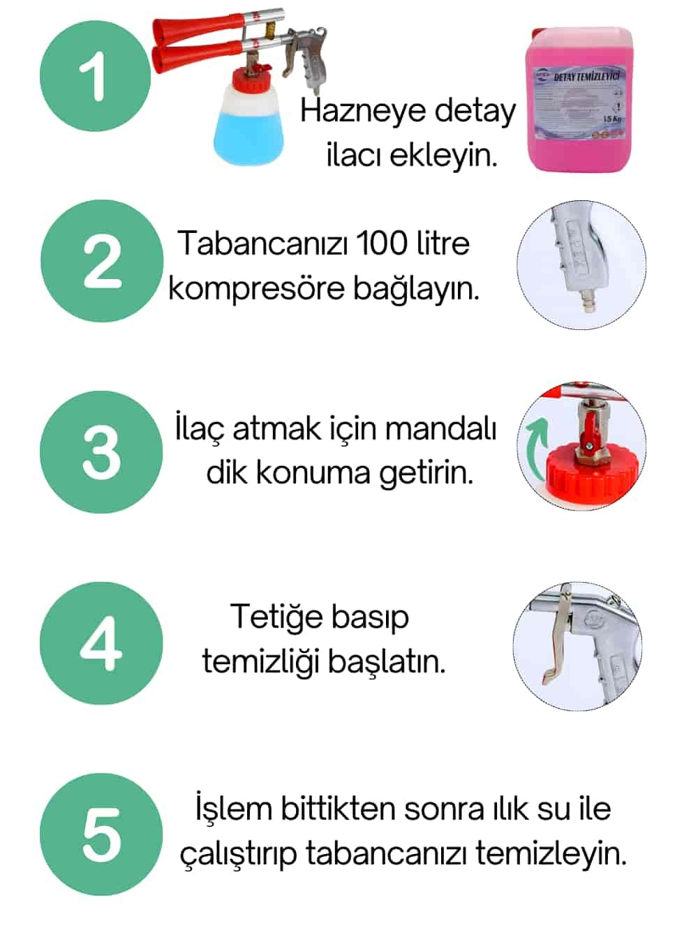 Apex Çift Bilyeli Hazneli Detay Temizlik Tabancası