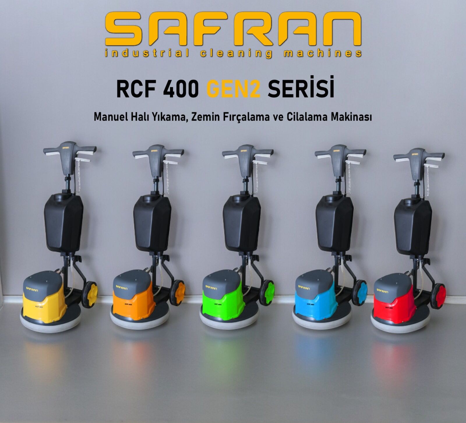 Safran Manuel Halı Yıkama, Zemin Fırçalama ve Cilalama Makinası RCF 400