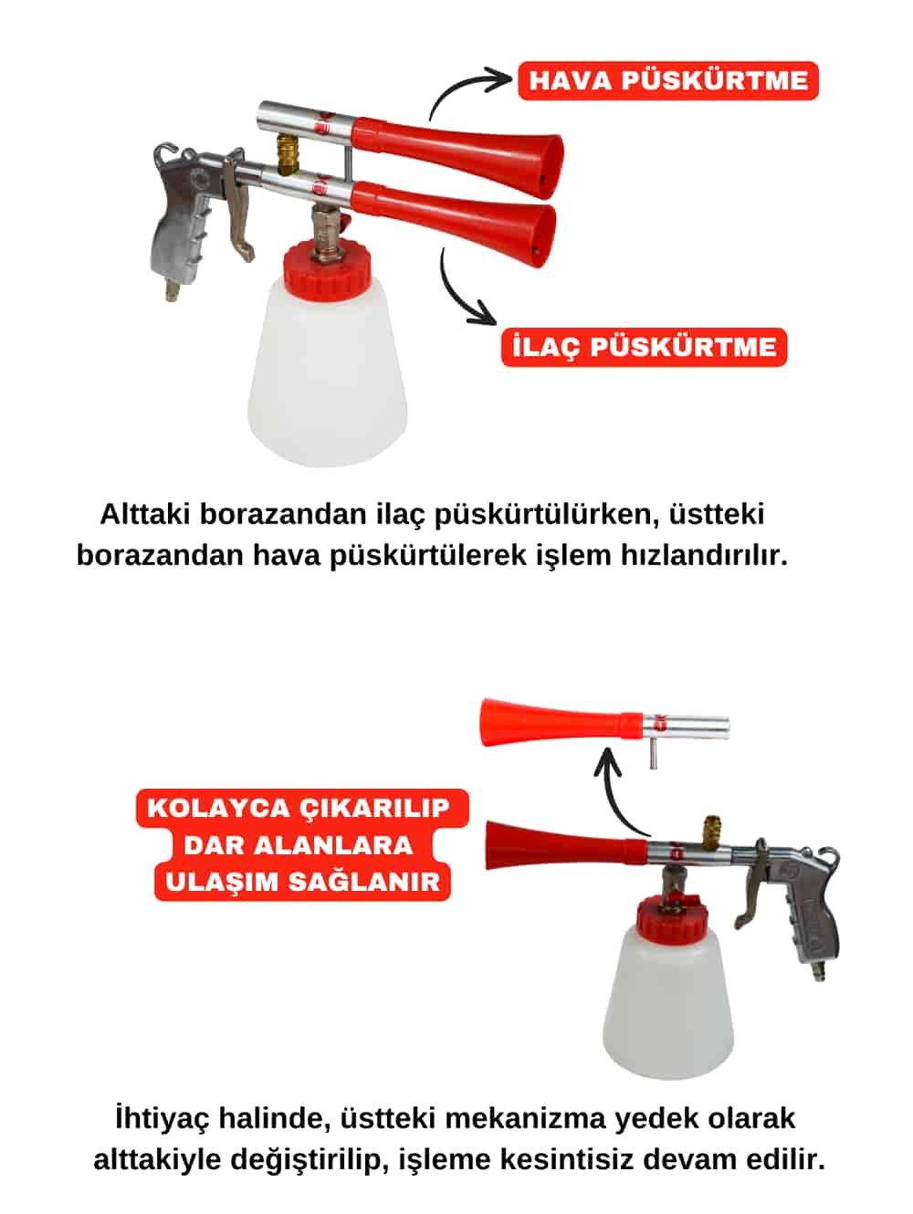 Apex Çift Bilyeli Hazneli Detay Temizlik Tabancası