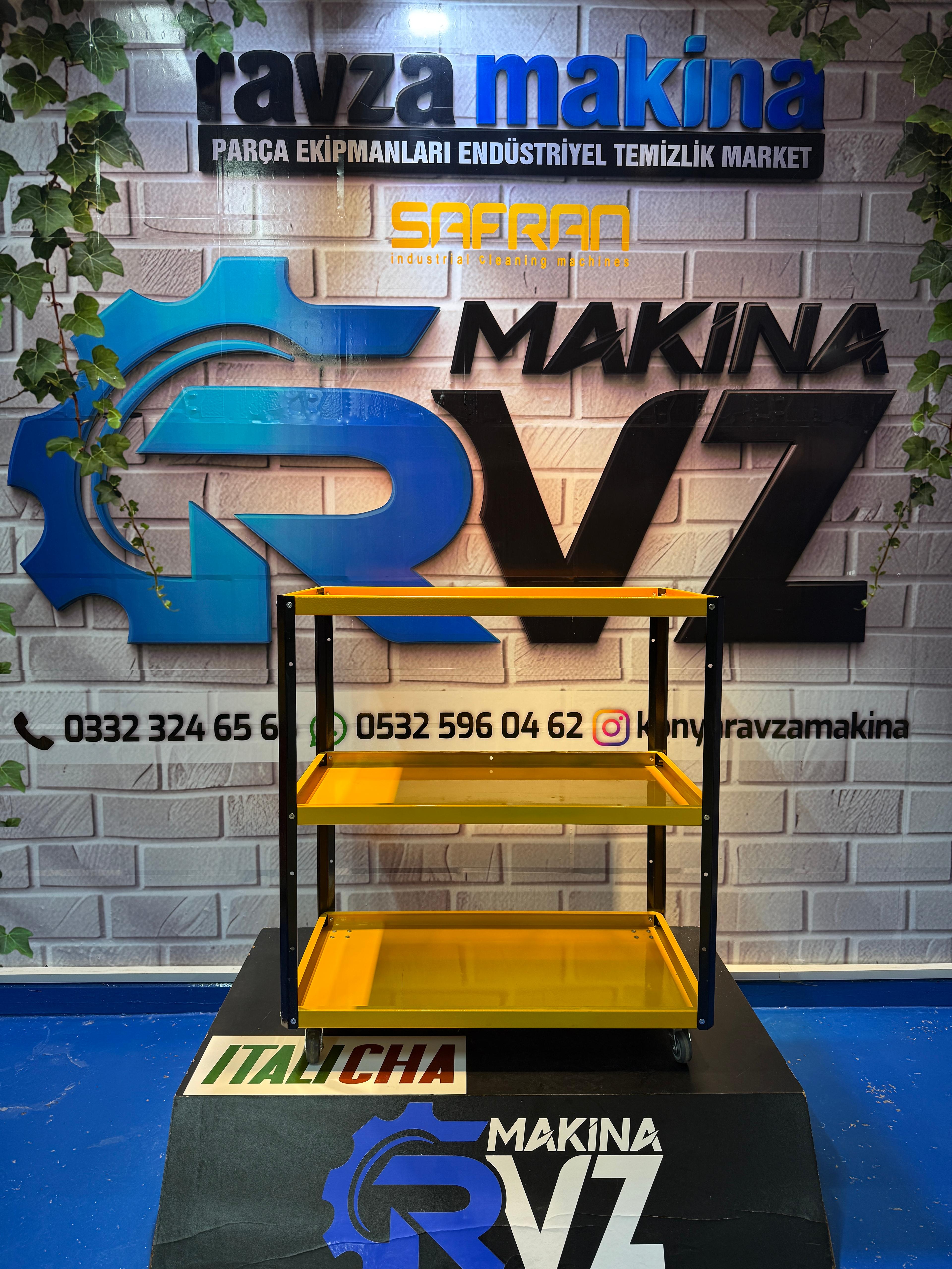 Rvz 3 Raflı Takım Arabası Sarı Renk / 7 Parça