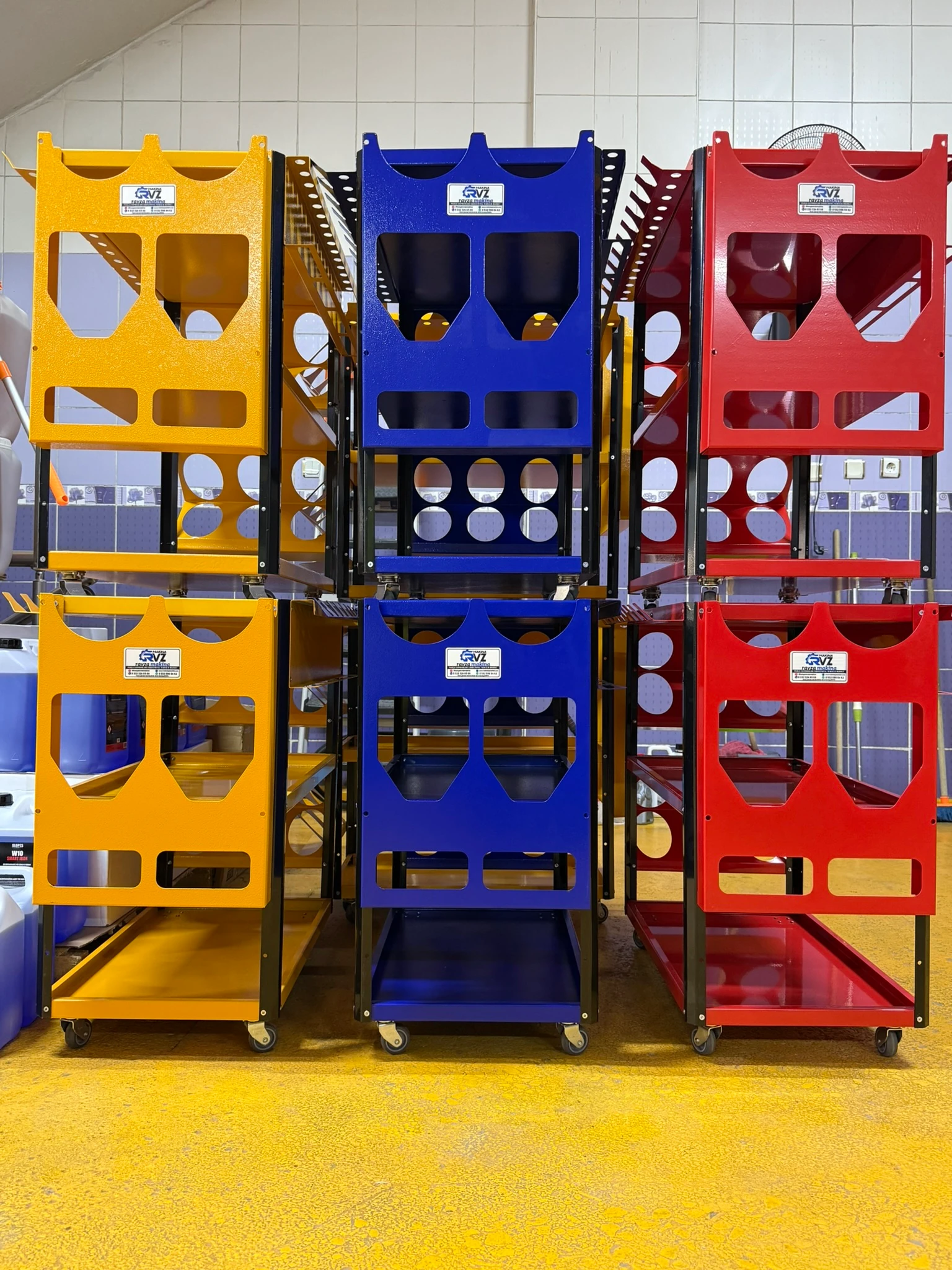 Rvz Oto Detay Takım Arabası / 12 Parça - Sarı Renk