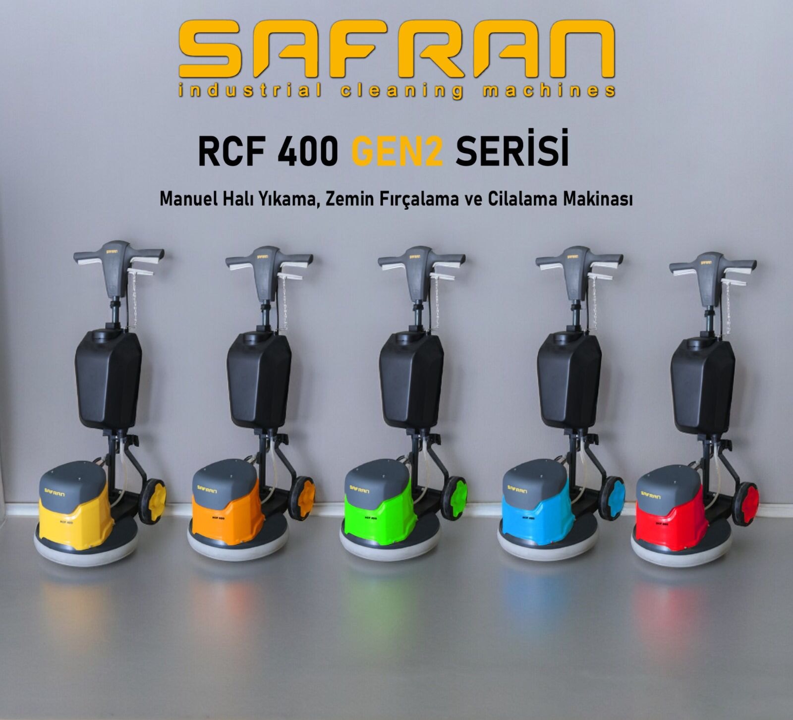 Safran RCF 400 Manuel Halı Yıkama, Zemin Fırçalama ve Cilalama Makinası 