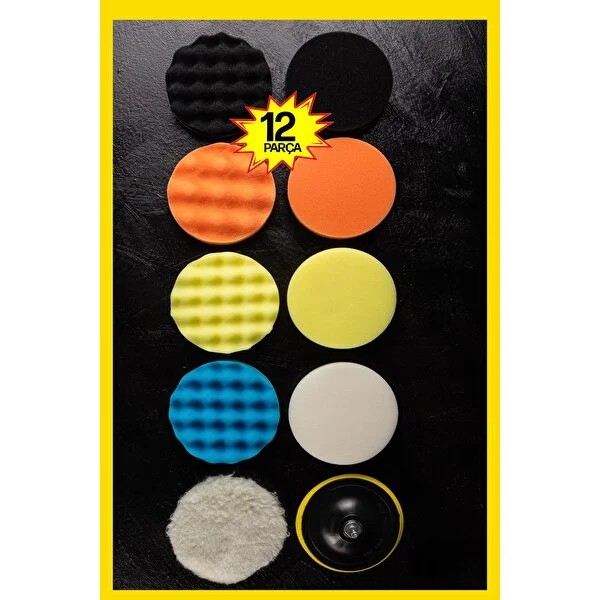Rvz 12 Parça 115 Mm Pasta Cila Polisaj Süngeri Matkaba Uyumlu Fırça Seti Parlatma Kit