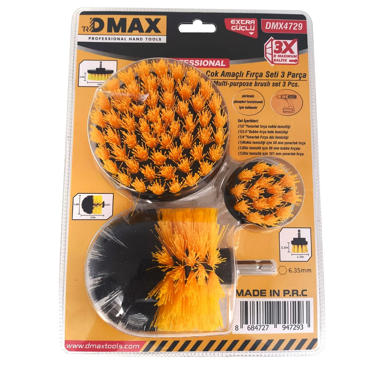Dmax DMX4729 Çok Amaçlı 3 Parça Ultra Yumuşak Matkap Fırça Seti