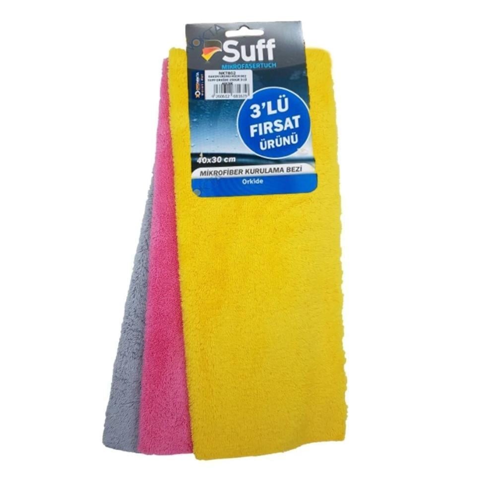 Suff Orkide Mikrofiber Yumuşak Cila ve Kurulama Bezi 3 lü 40x30cm