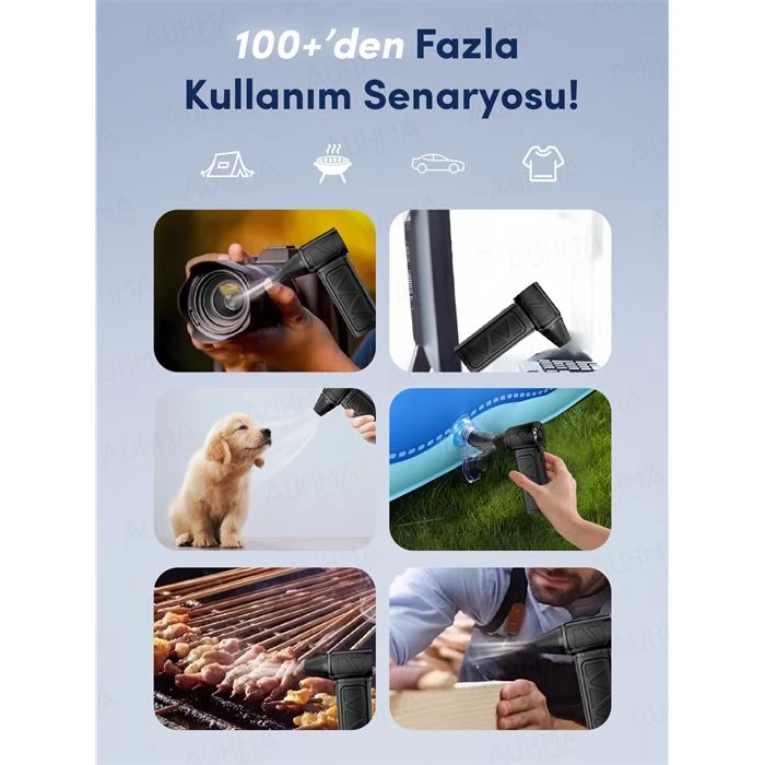 Auhma AHV-12 Turbo Jet Fan 130.000 RPM Fırçasız Motorlu Elektrikli Hava Kompresörü – 4 Vitesli, Taşınabilir Çantalı