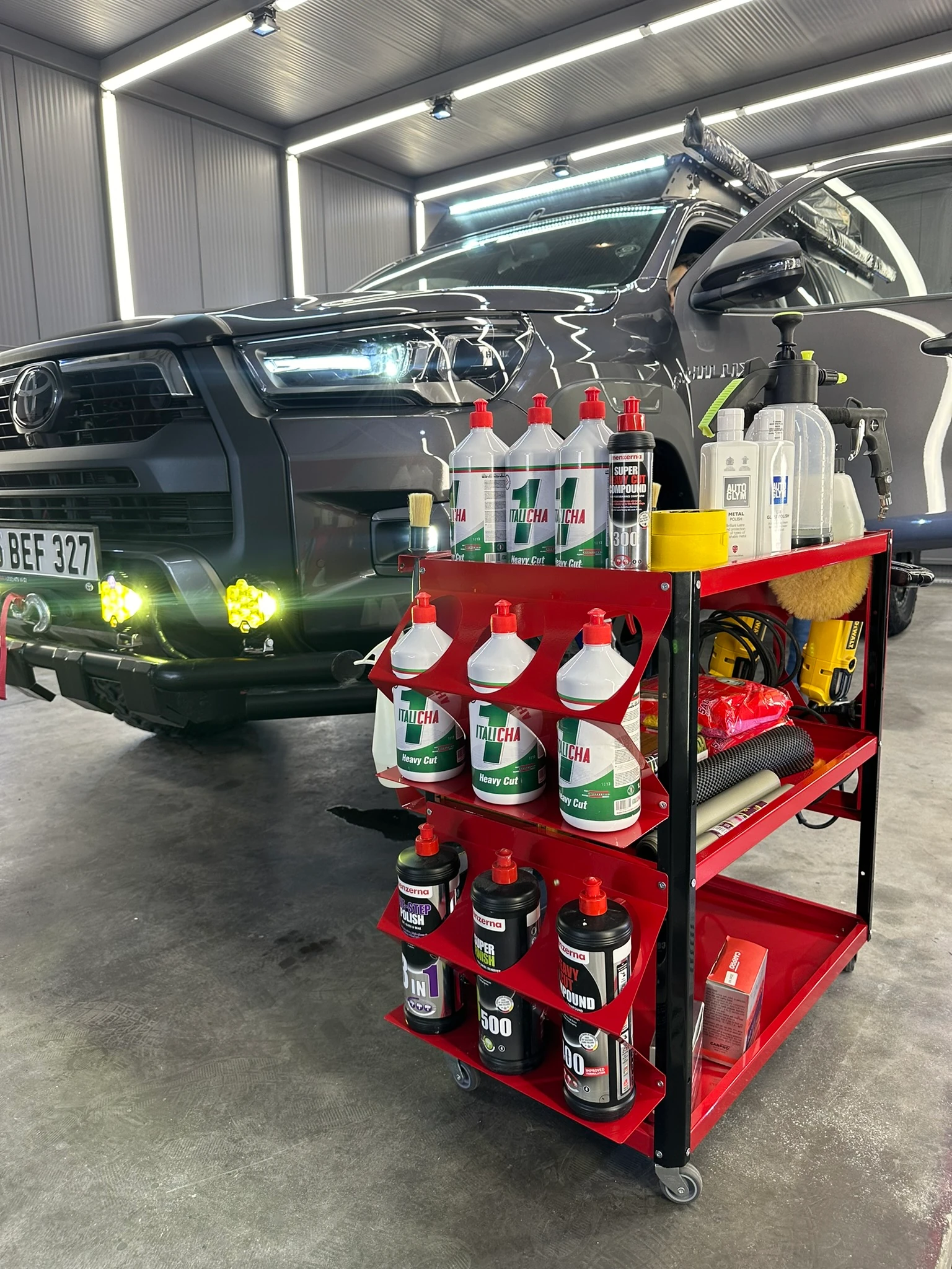 Rvz Oto Detay Takım Arabası / 12 Parça - Kırmızı Renk