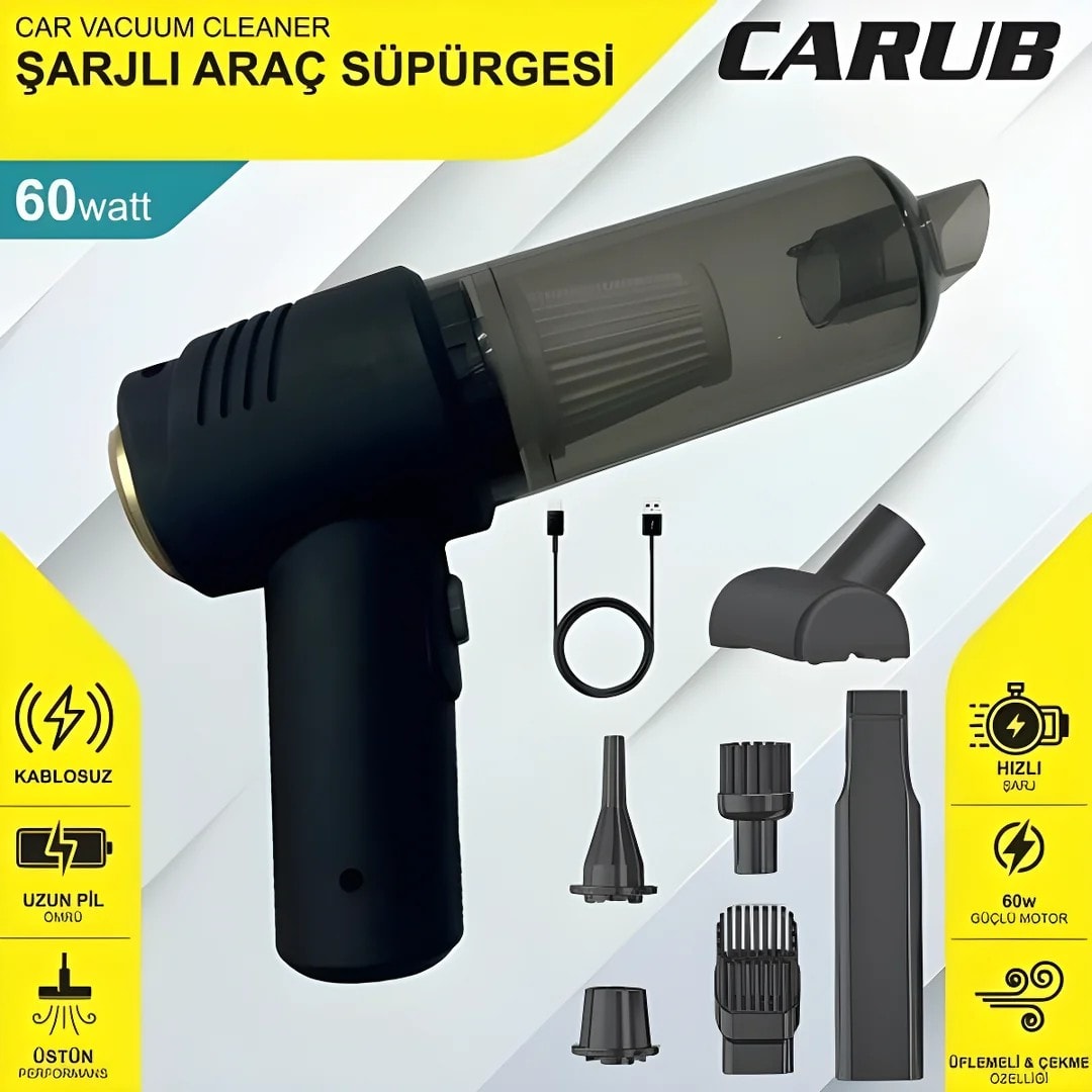 Carub Şarjlı Araç Süpürgesi 60W