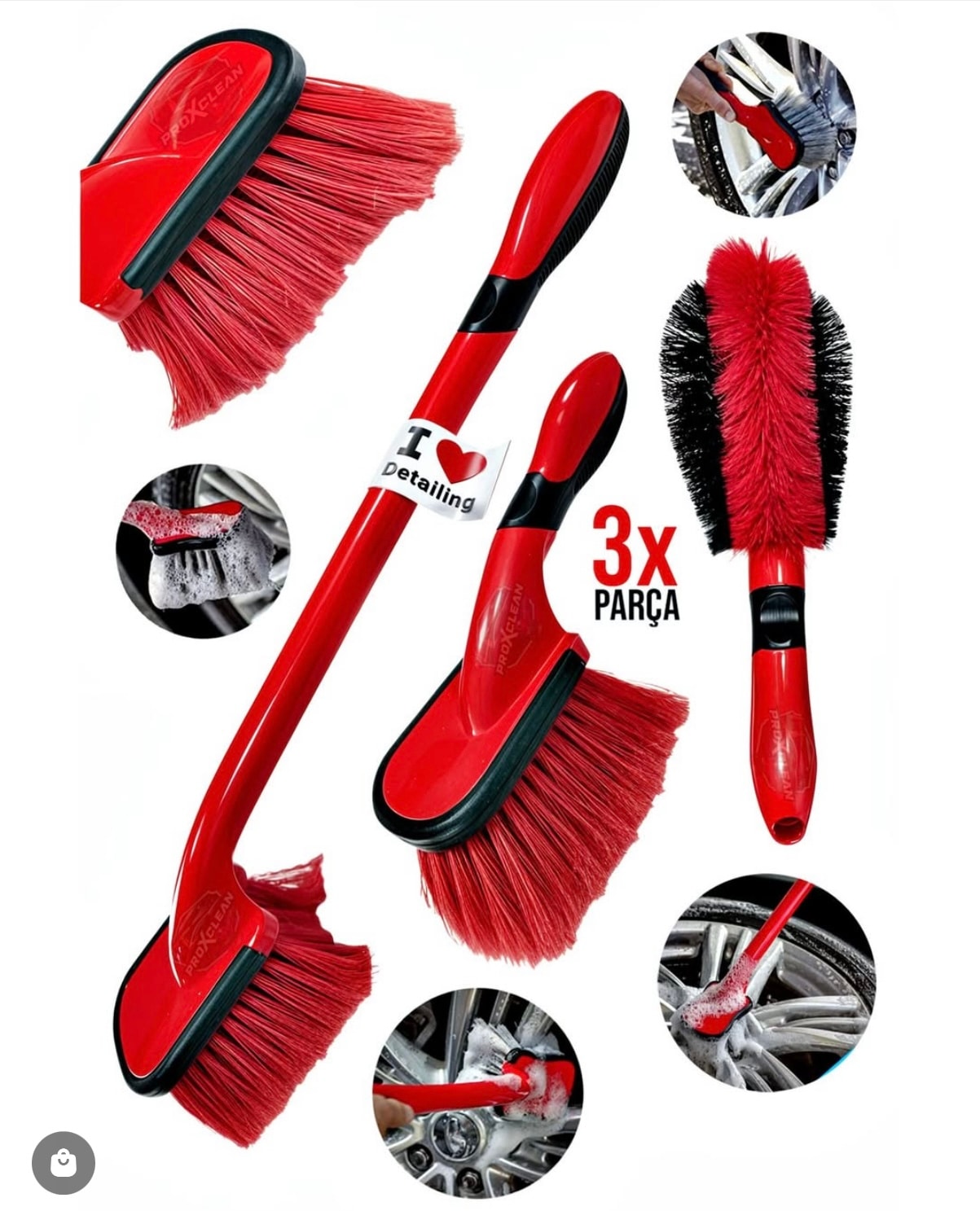 Rvz Premium 3 Parça Jant- Davlumbaz- Lastik Fırça Seti