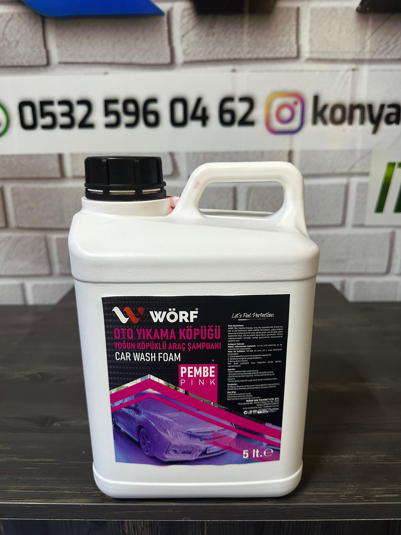 Wörf Cilalı Yoğun Köpük Oto Yıkama Şampuanı Pembe 5 LT.