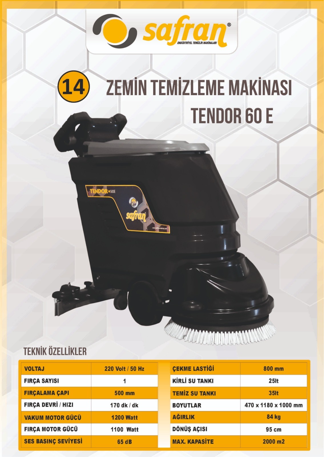 Safran Zemin Temizleme Makinası Tendor 60 E