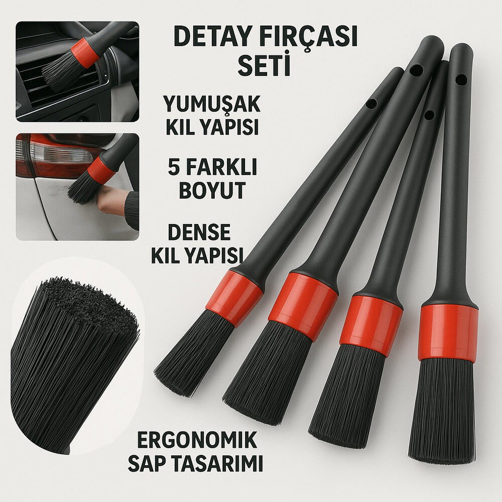 Rvz Premium Siyah 5'li Detay Fırça Seti