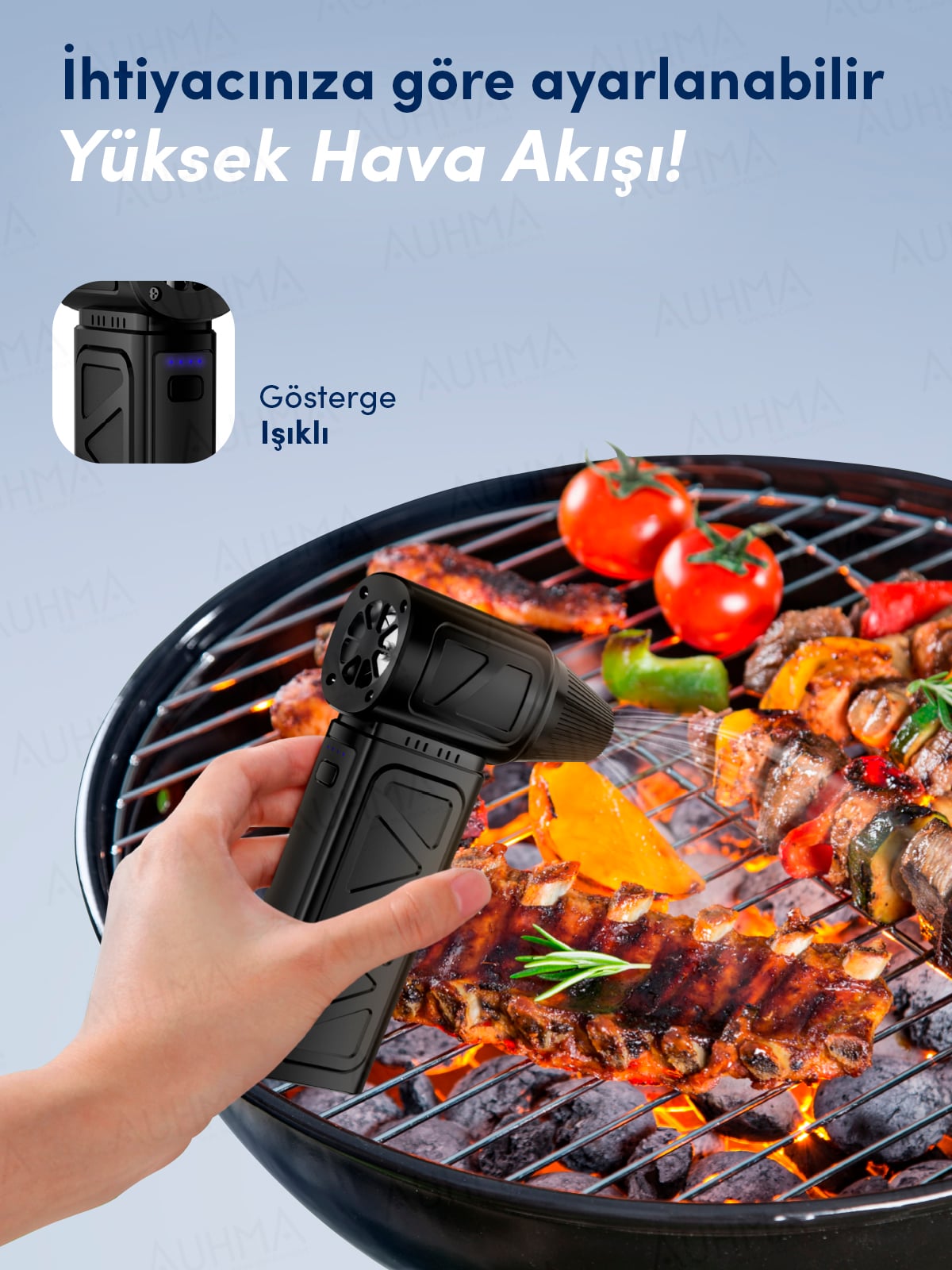 Auhma AHV-12 Turbo Jet Fan 130.000RPM Fırçasız Motorlu Elektrikli Hava Kompresörü – 4 Vitesli, Taşınabilir Çantalı