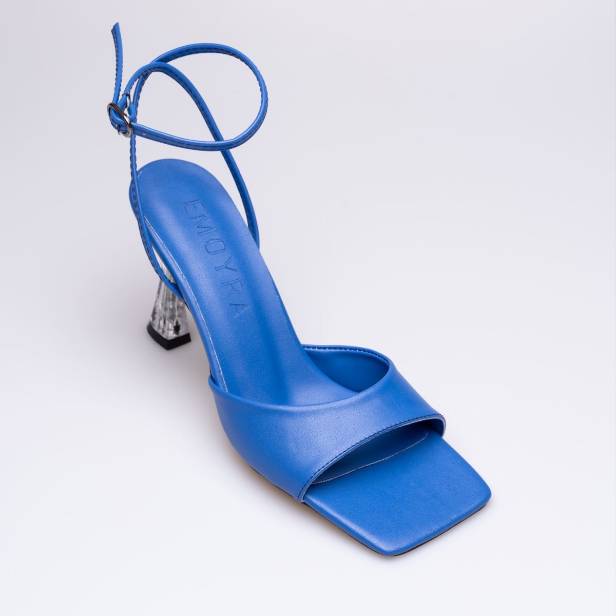 Olivia İnce Yüksek Şeffaf Topuklu Ayakkabı Mavi