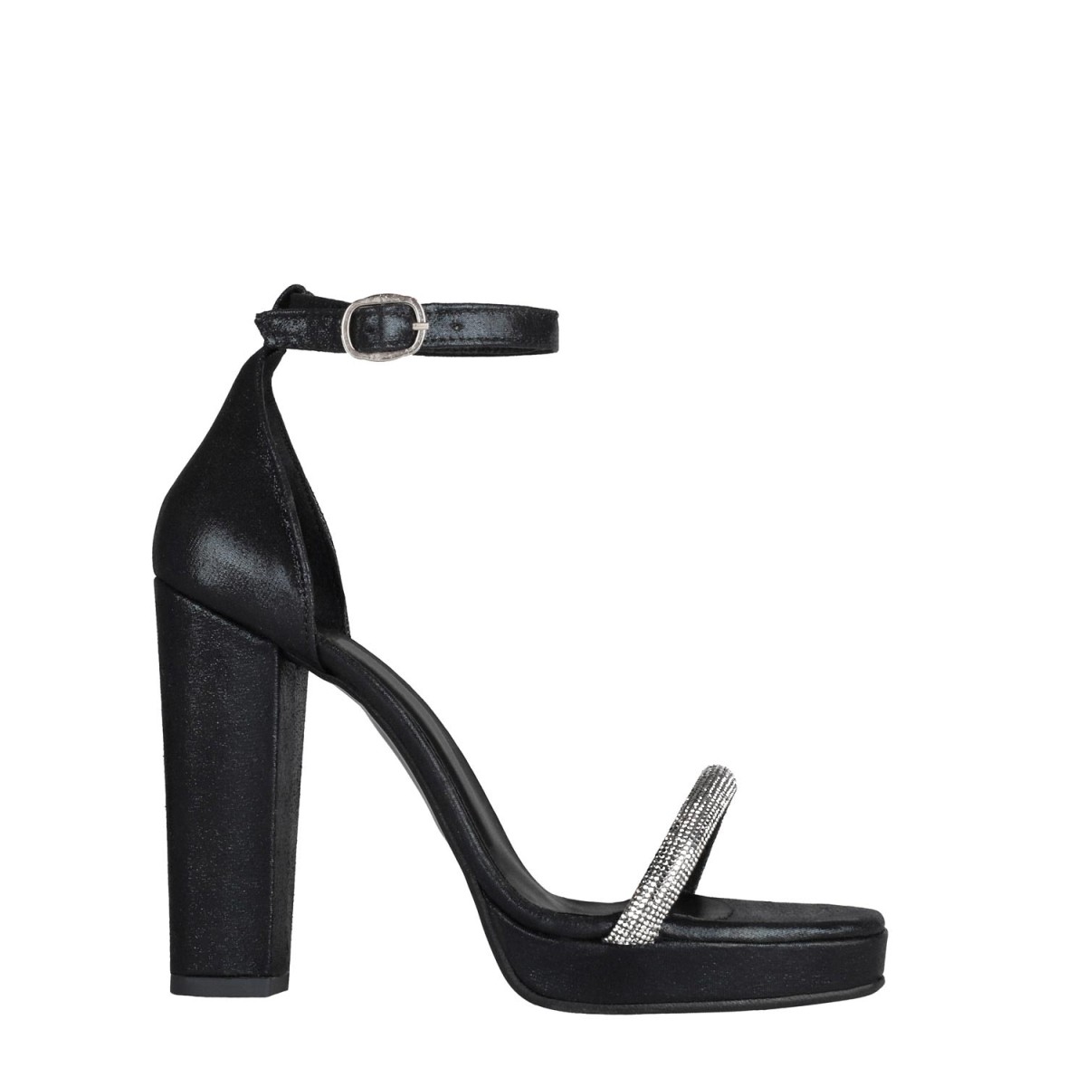 Jenna Tekstil Taşlı Platform Topuklu Ayakkabı Siyah