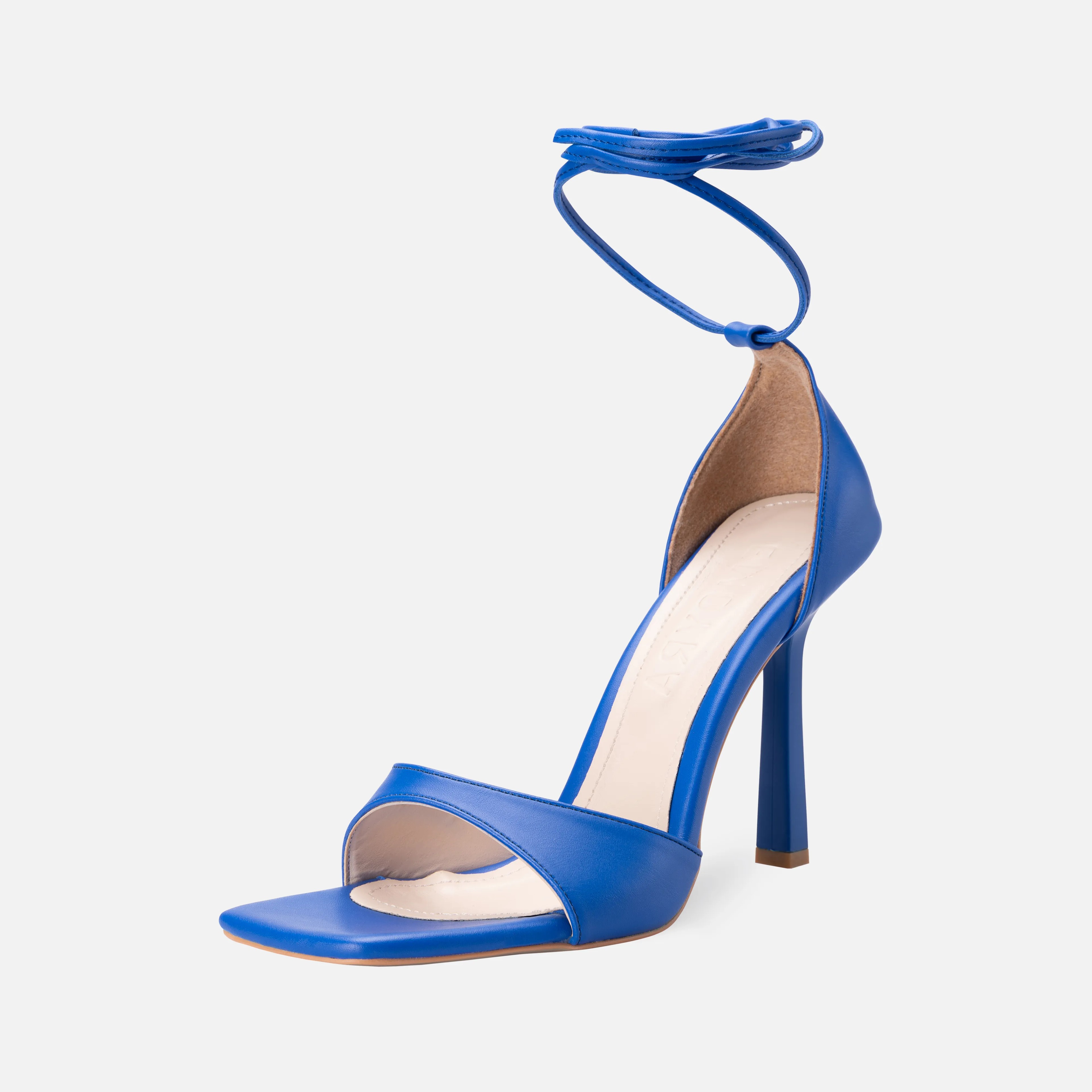 Bağcıklı İnce Yüksek Topuklu Ayakkabı - Mavi