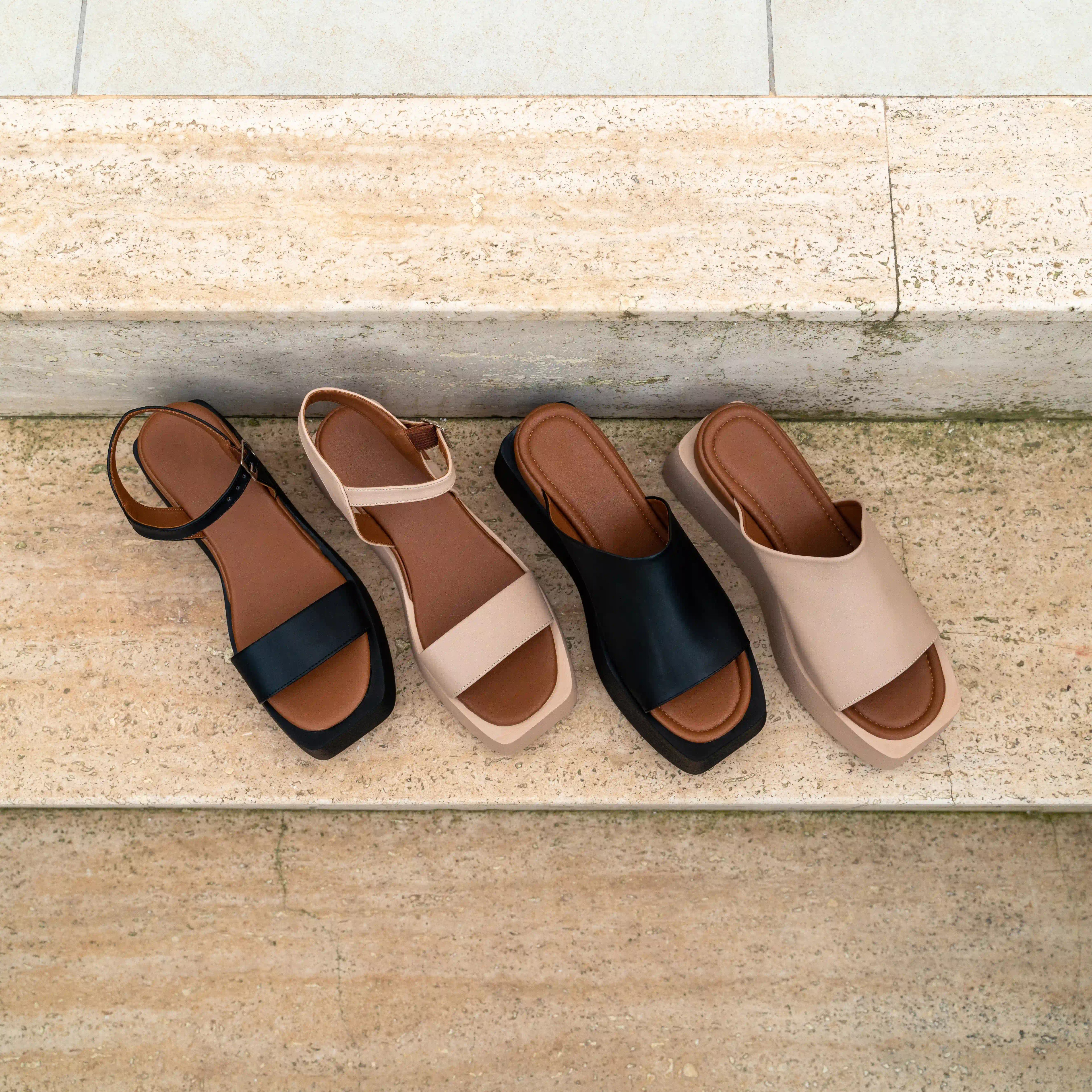 Platform Sandals - Beige