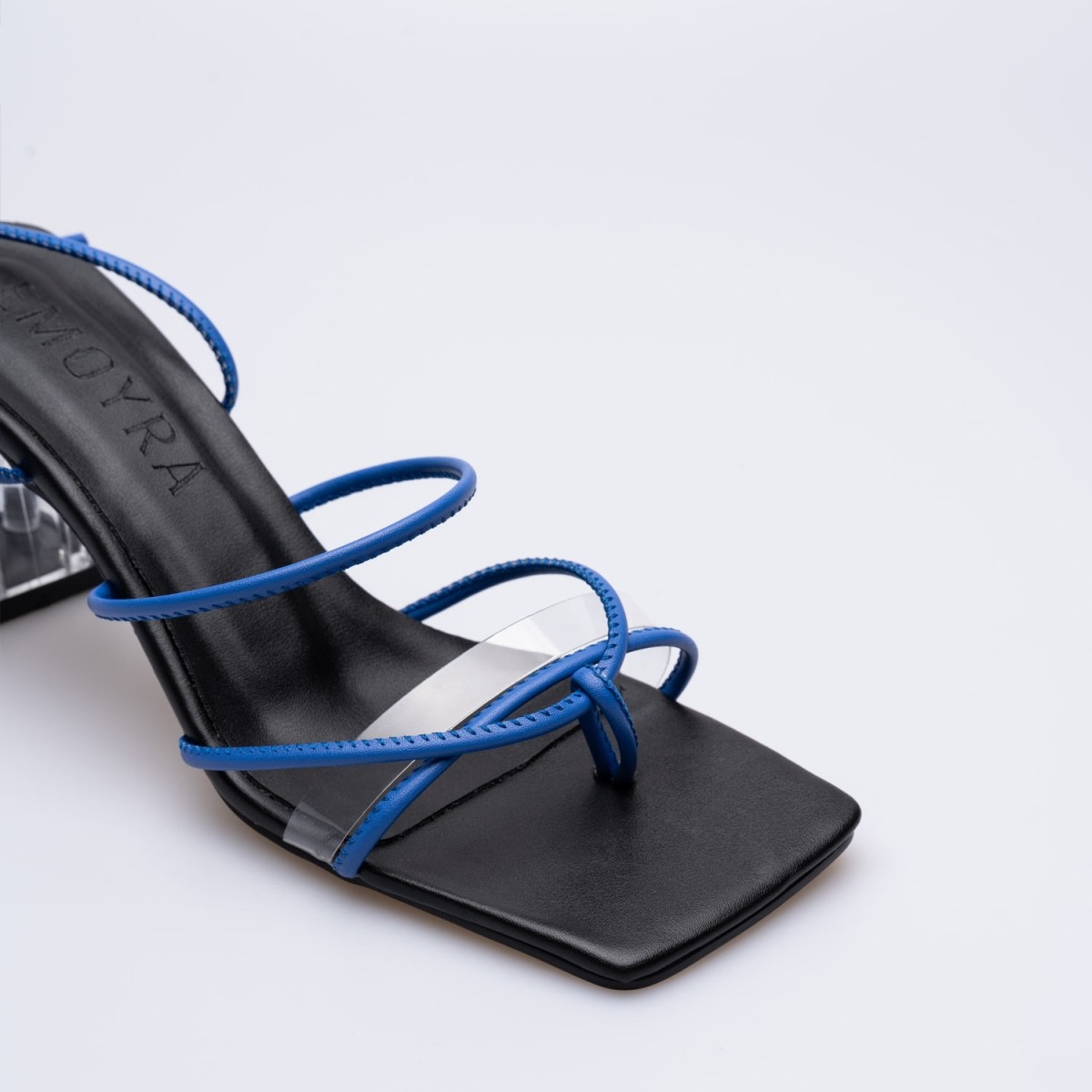 Camara Kalın Şeffaf Topuklu Ayakkabı Mavi