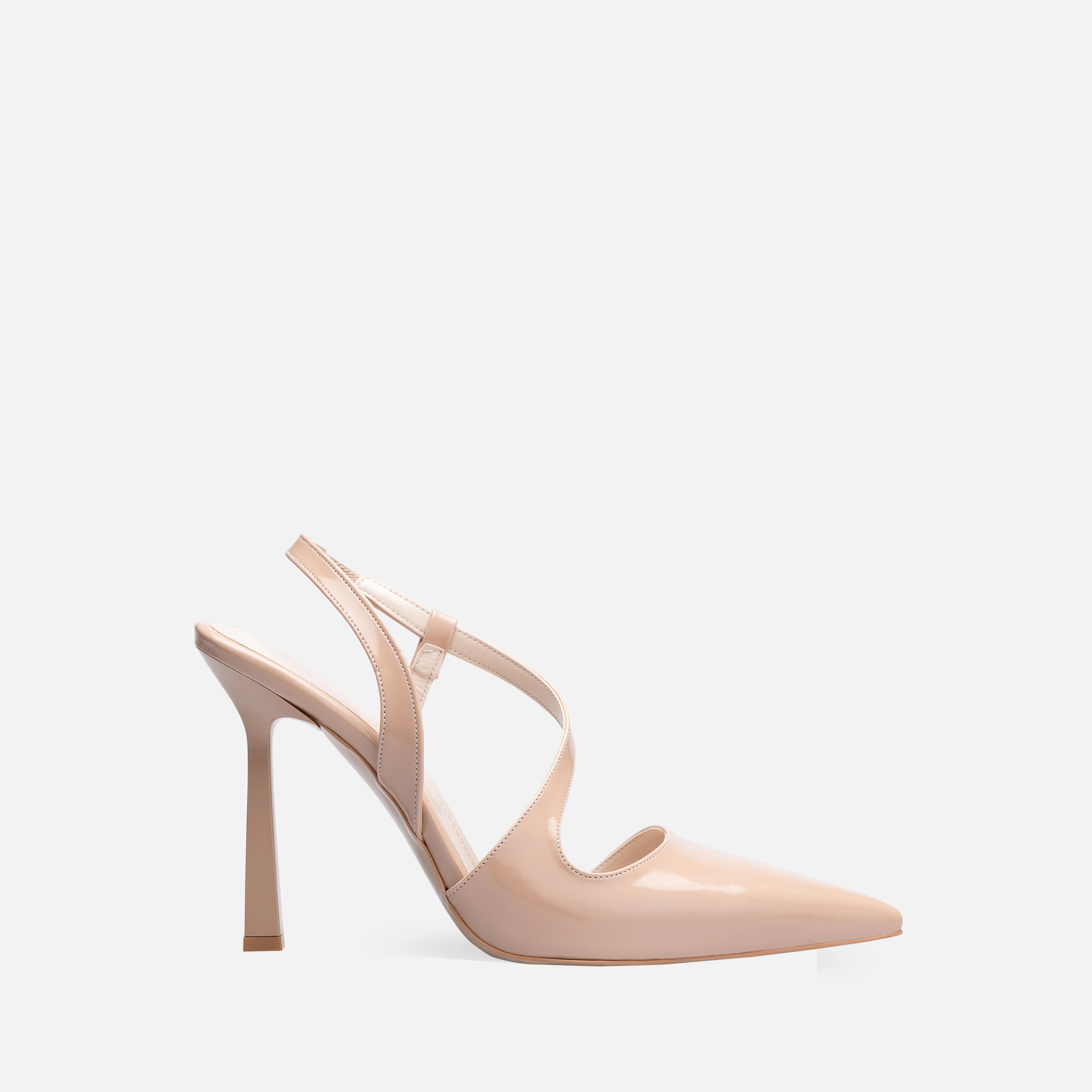 Patent Leather Thin High Heeled Pumps - Neutral