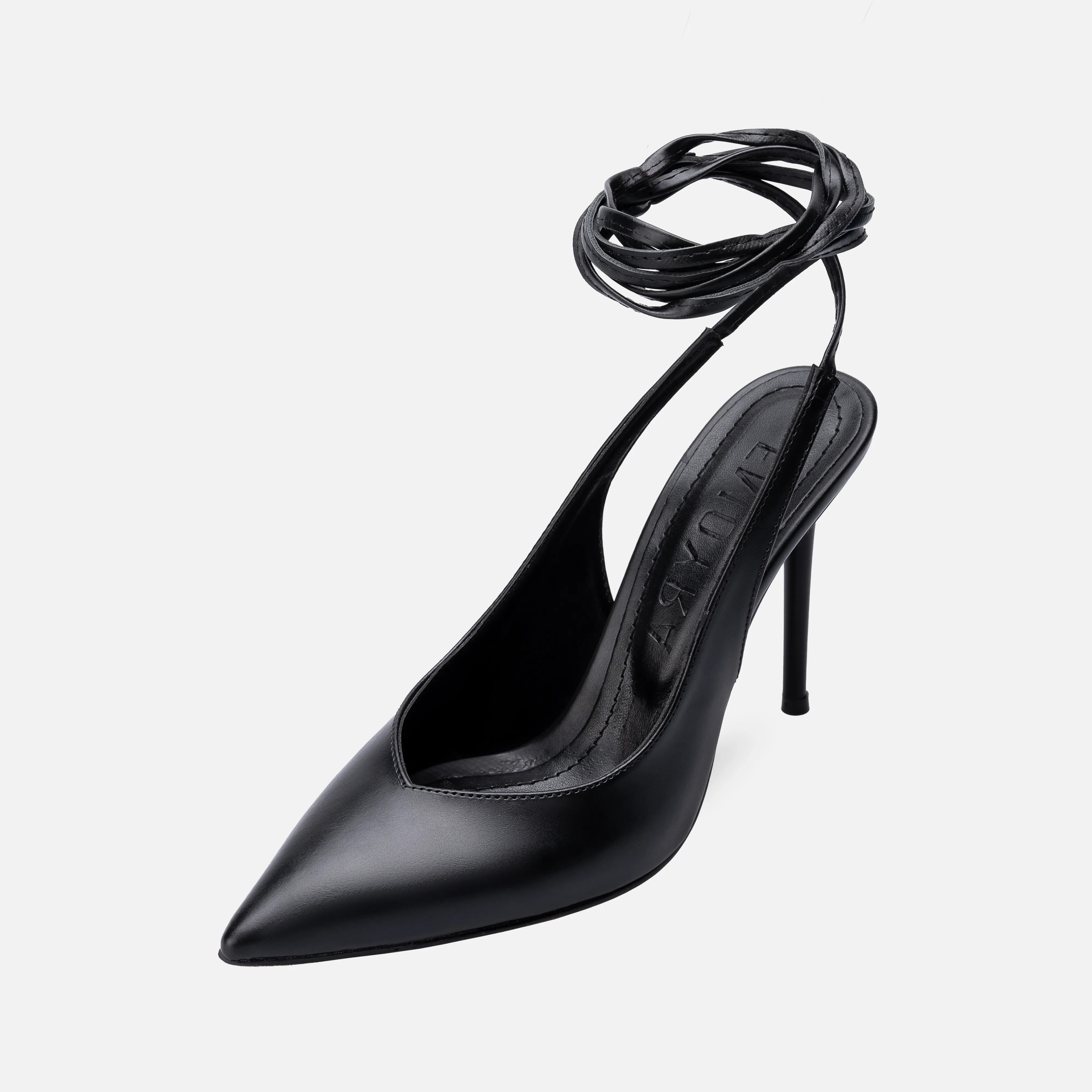 Lace-up Thin High-Heeled Pumps - Black