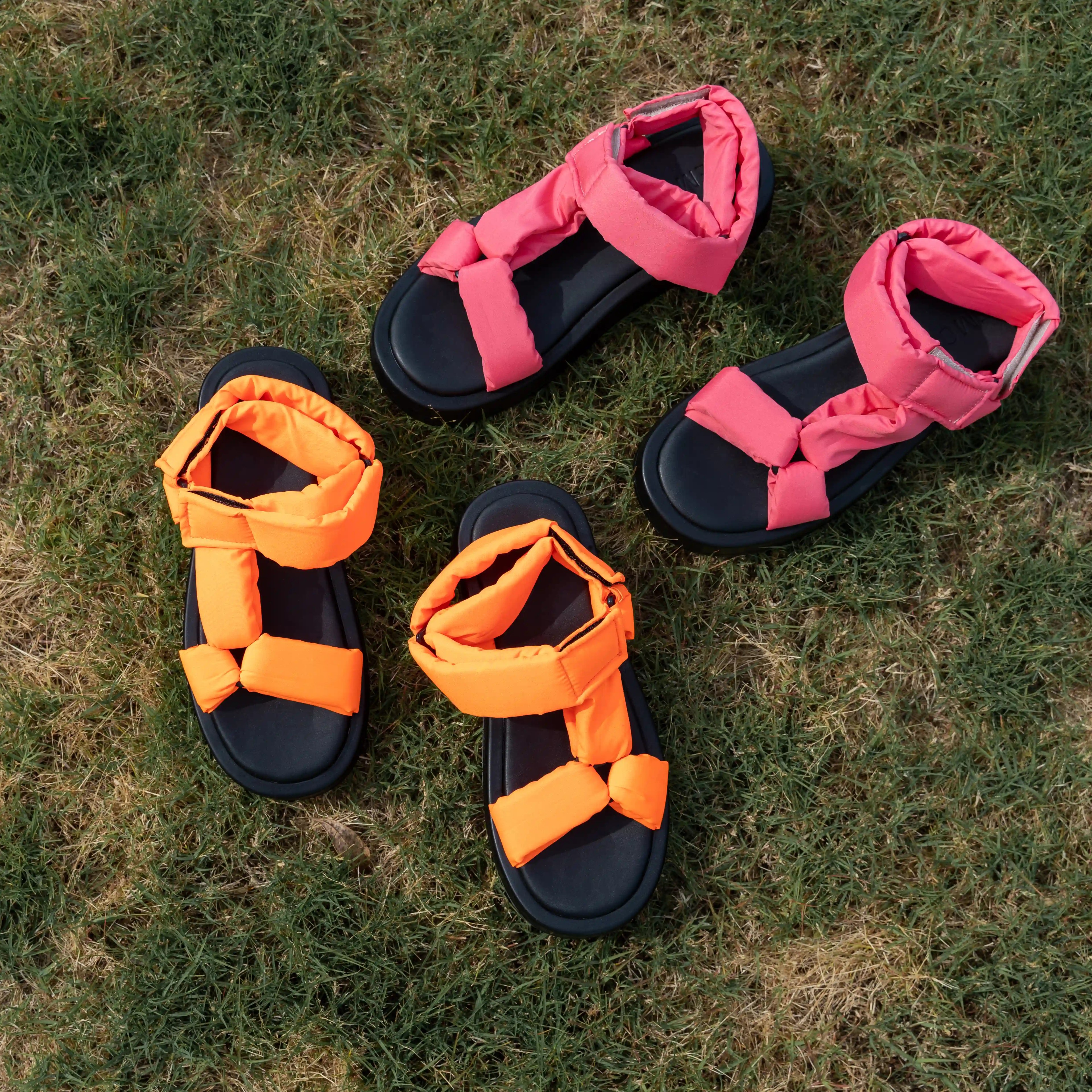 Parachute Fabric Thick Comfortable Sole Sandals - Orange