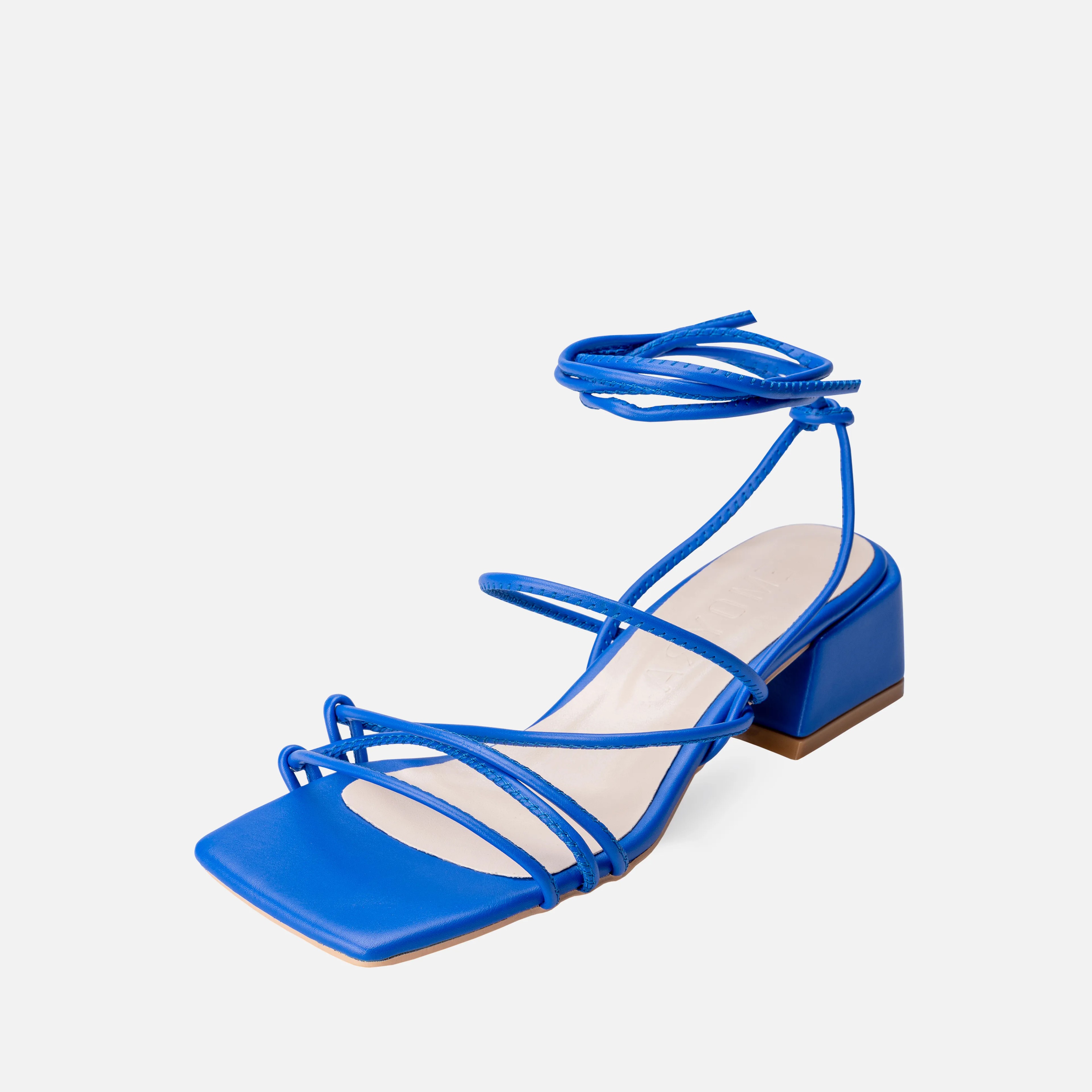 Lace-up Thick Short Heel Sandals - Blue