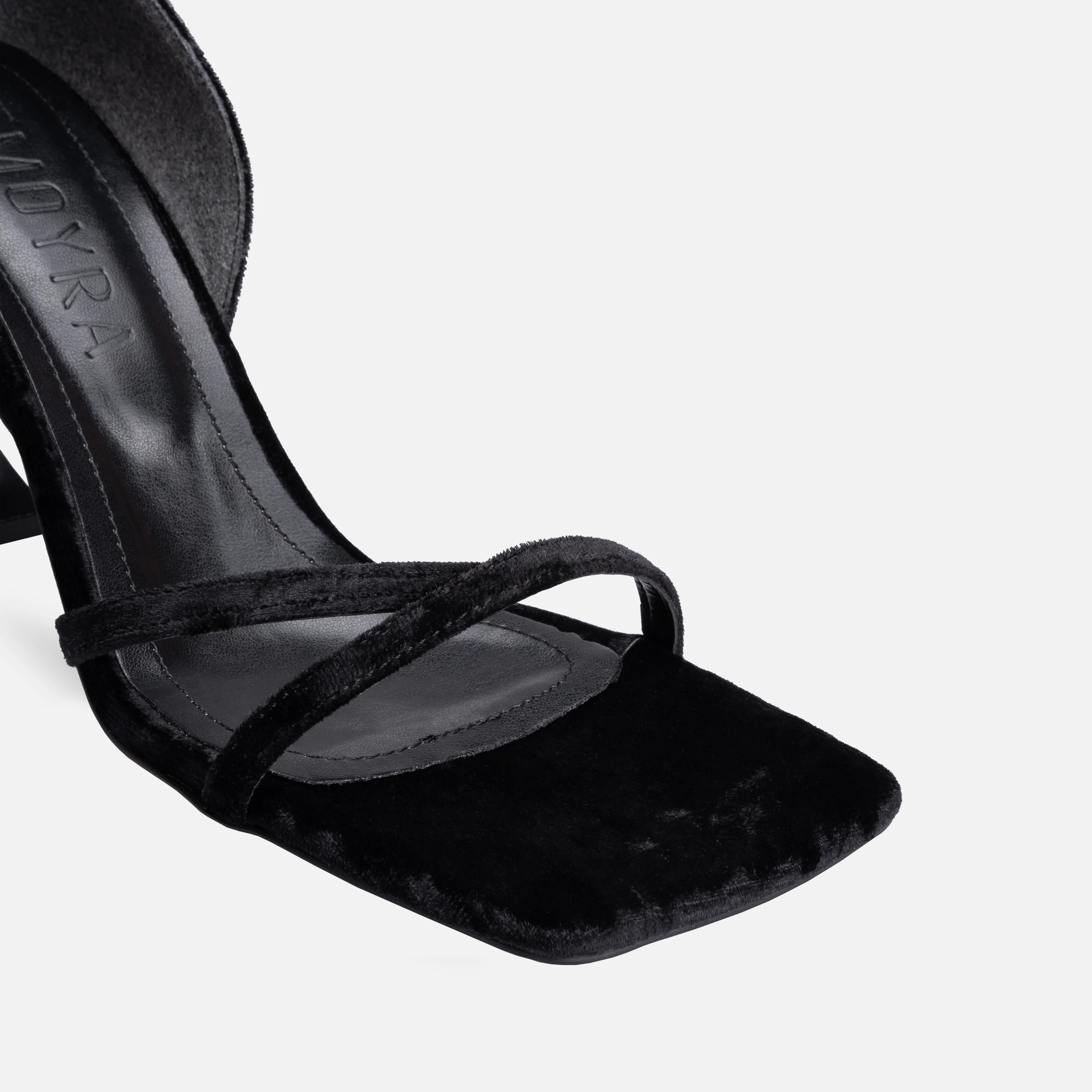 Velvet Thin High-Heeled Shoes - Black