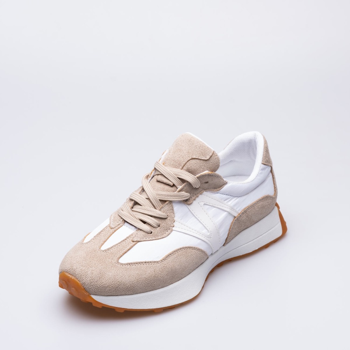 Gryta Süet Tekstil Detaylı Kalın Tabanlı Sneaker Spor Ayakkabı Beyaz
