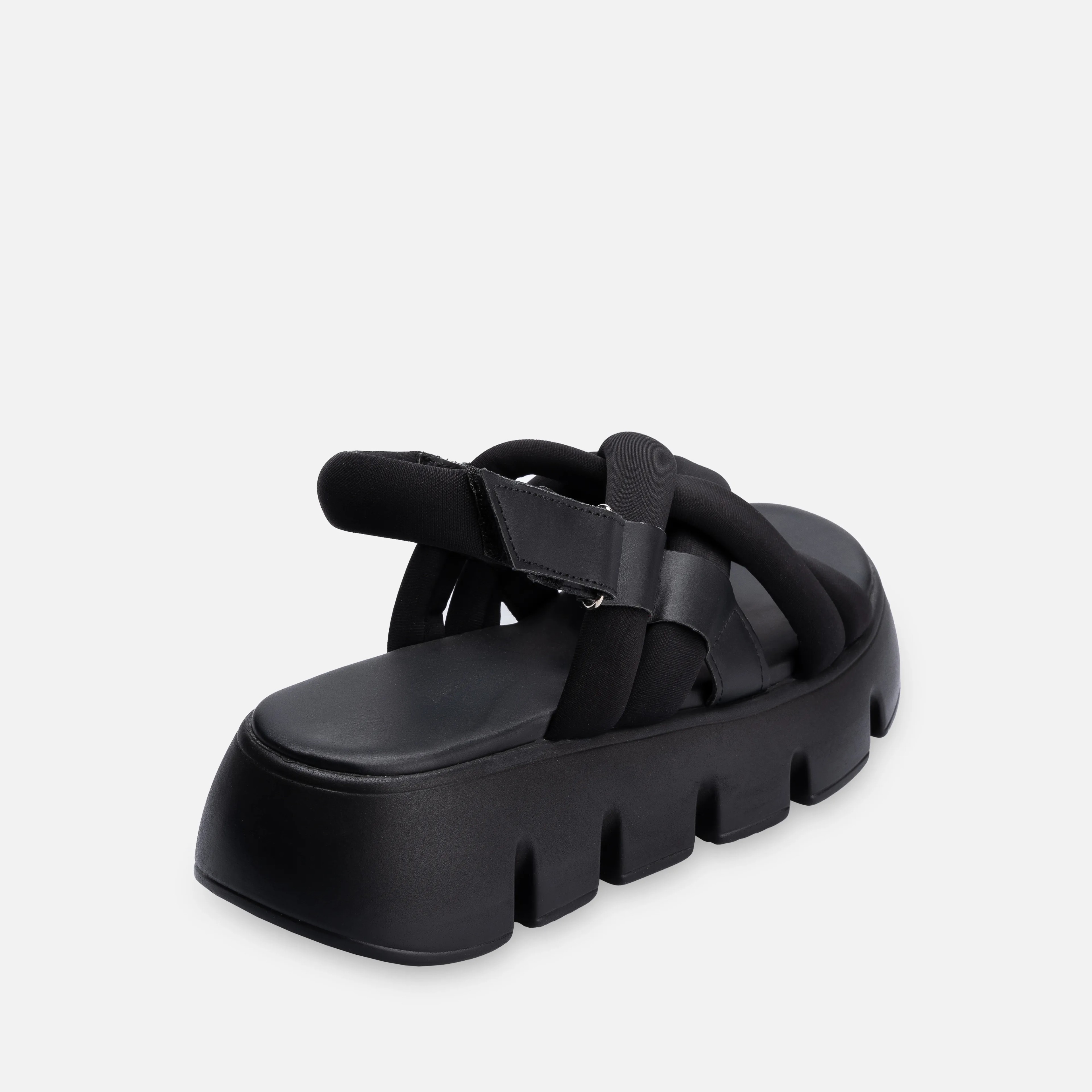 Scuba Fabric Thick Comfortable Sole Sandals - Black