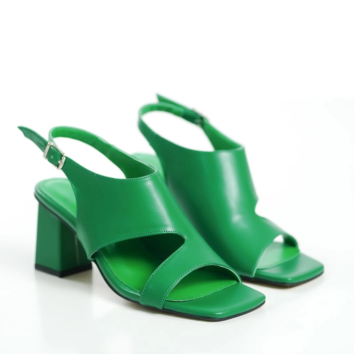 Kalın Yüksek Topuklu Ayakkabı - Yeşil