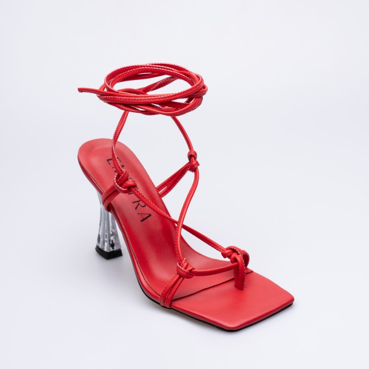 Marilyn İnce Yüksek Şeffaf Topuklu Ayakkabı Kırmızı