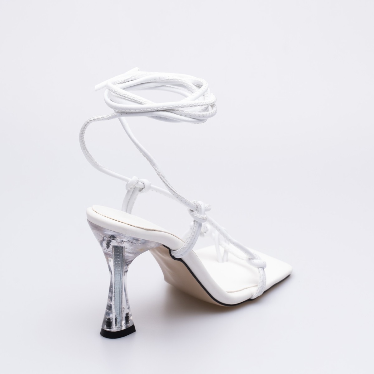 Marilyn İnce Yüksek Şeffaf Topuklu Ayakkabı Beyaz
