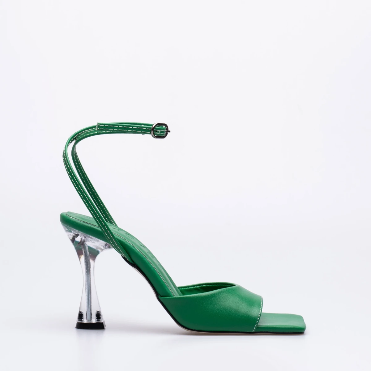 Olivia İnce Yüksek Şeffaf Topuklu Ayakkabı Yeşil