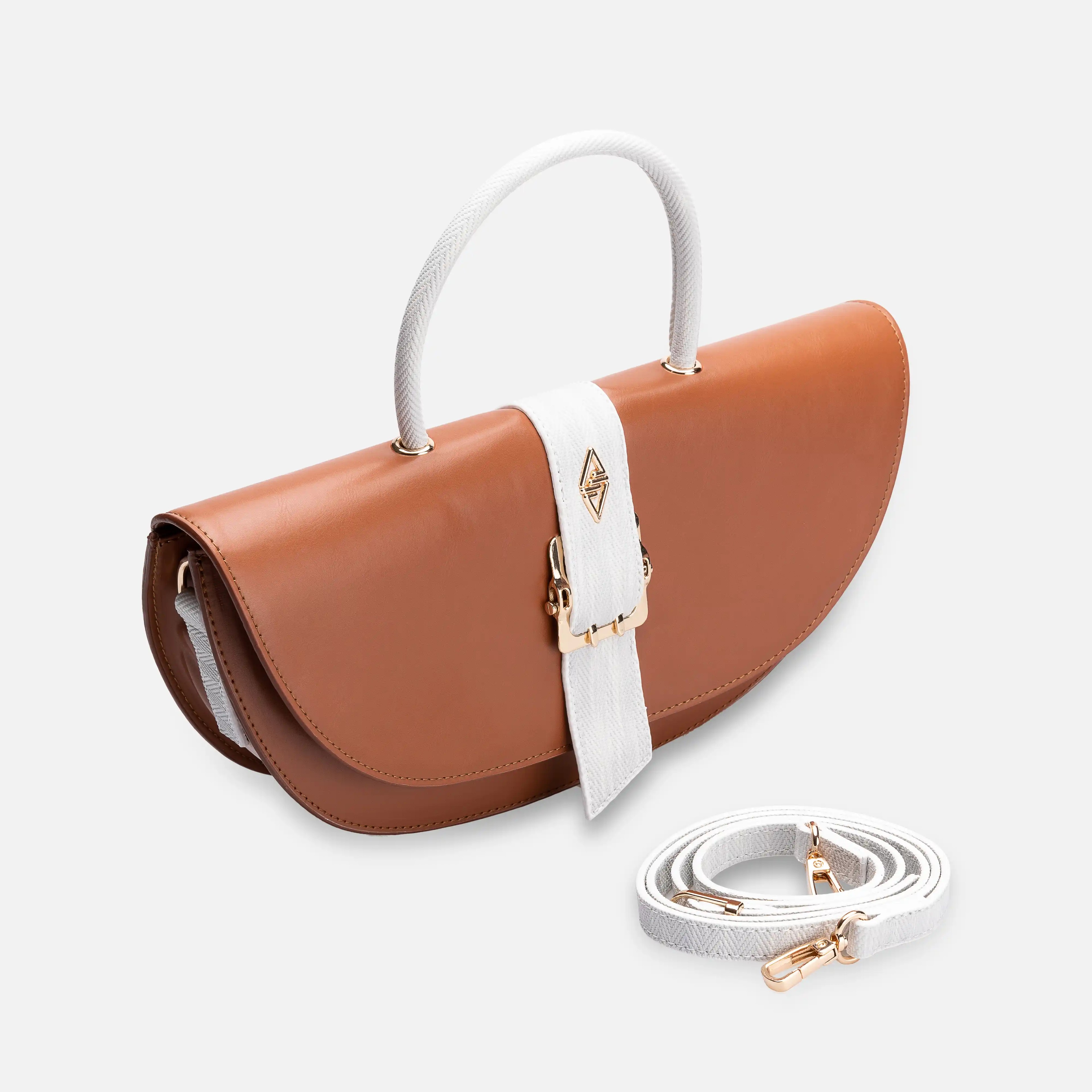 Jolie Flat Adjustable Strap Hand Shoulder Bag Tan