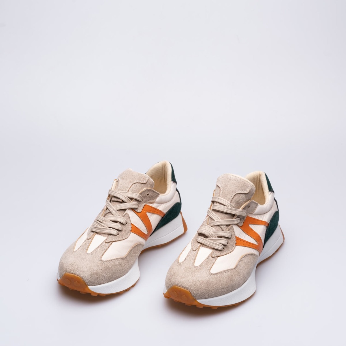 Gryta Süet Tekstil Detaylı Kalın Tabanlı Sneaker Spor Ayakkabı Ten