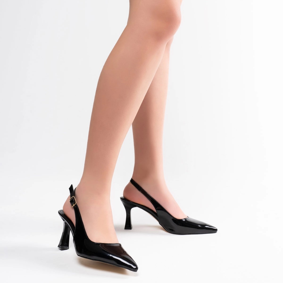 Rugan İnce Yüksek Topuklu Stiletto - Siyah