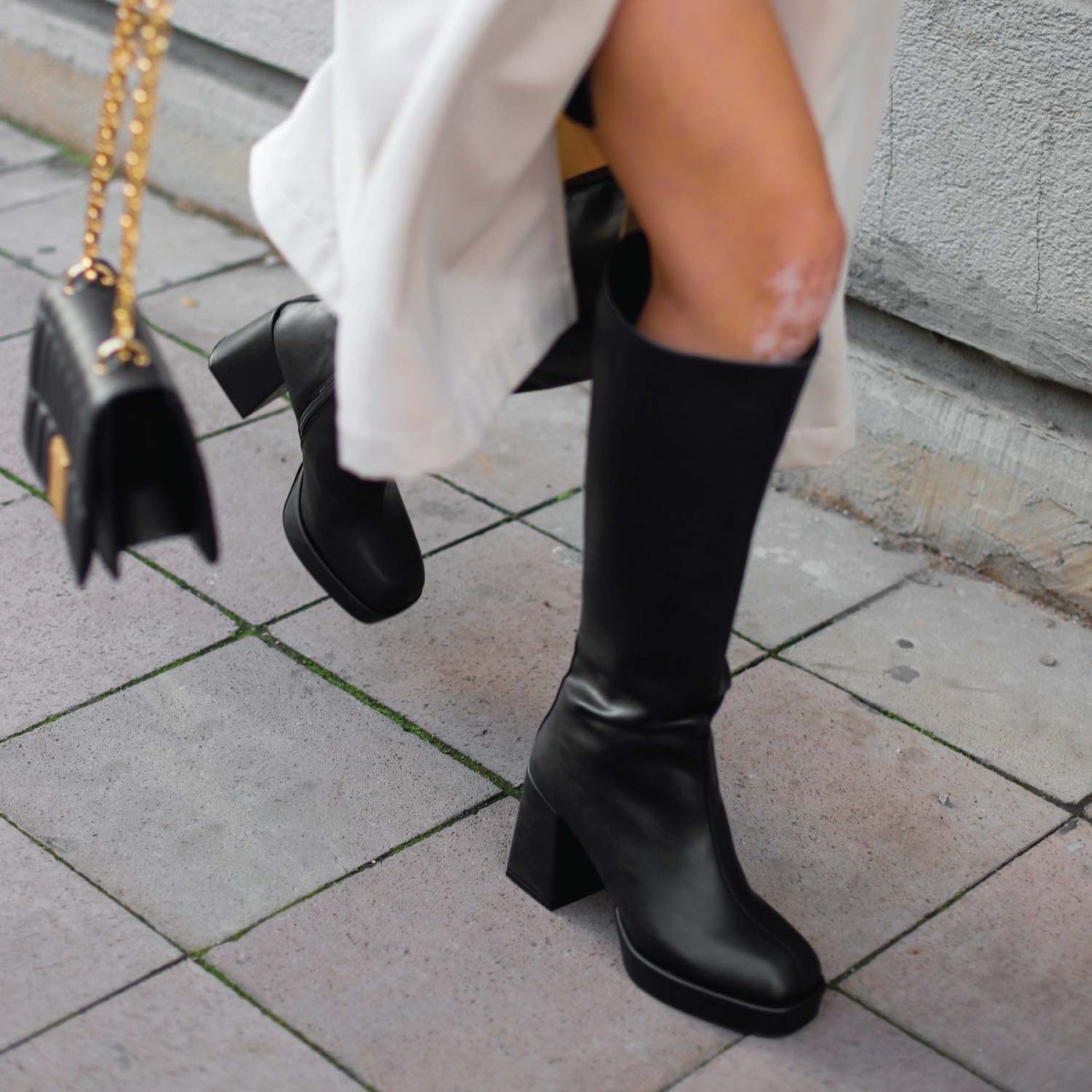 Natalie Platform Topuklu Çizme Siyah