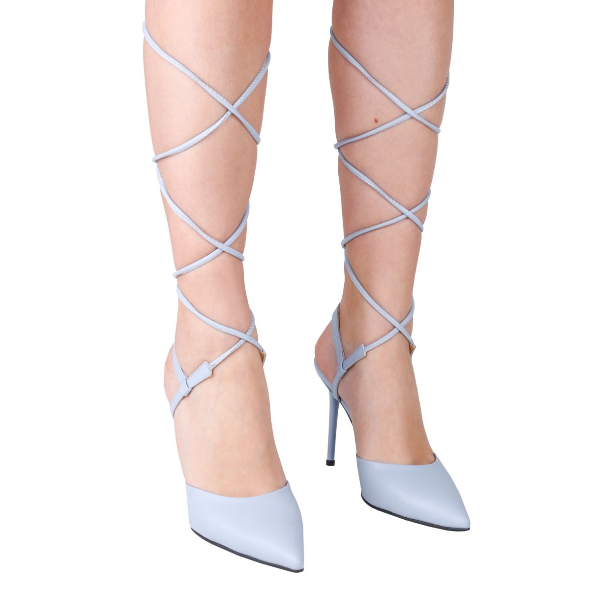 Victoria İnce Yüksek Topuklu Ayakkabı Stiletto Bebek Mavisi