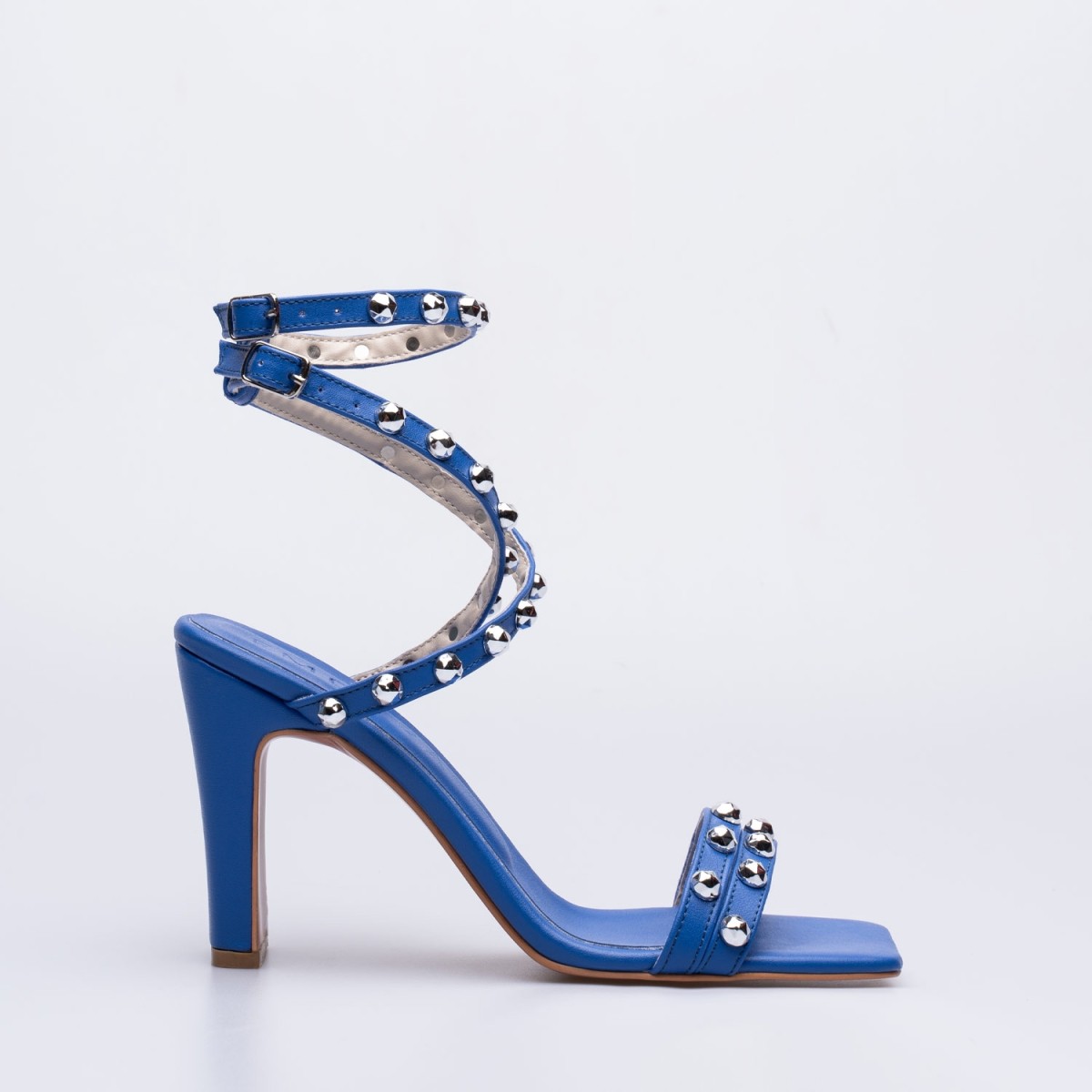 Rosalie Trok Aksesuarlı Kalın Yüksek Topuklu Ayakkabı Mavi